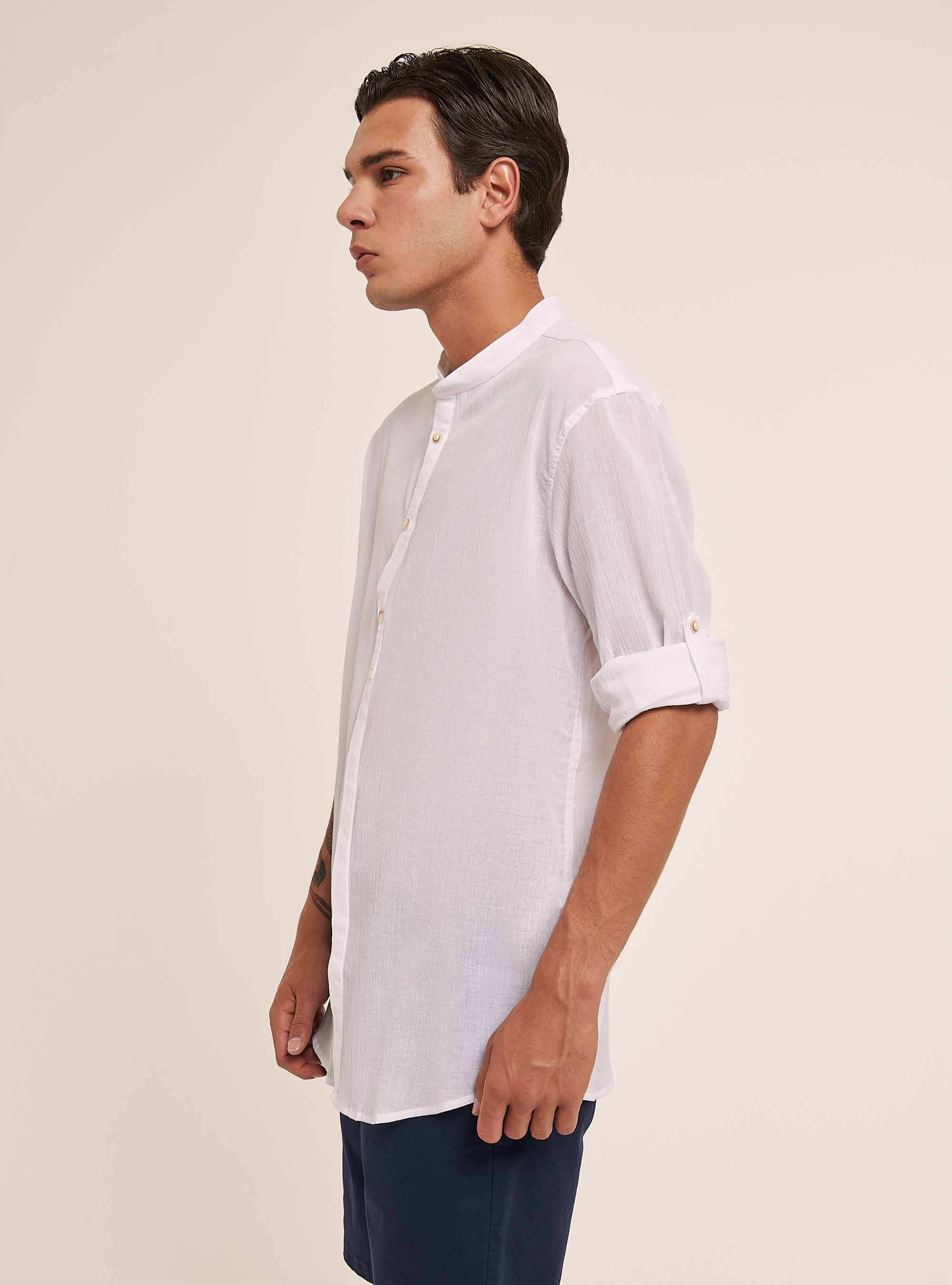 Long-sleeved cotton shirt, WHITE