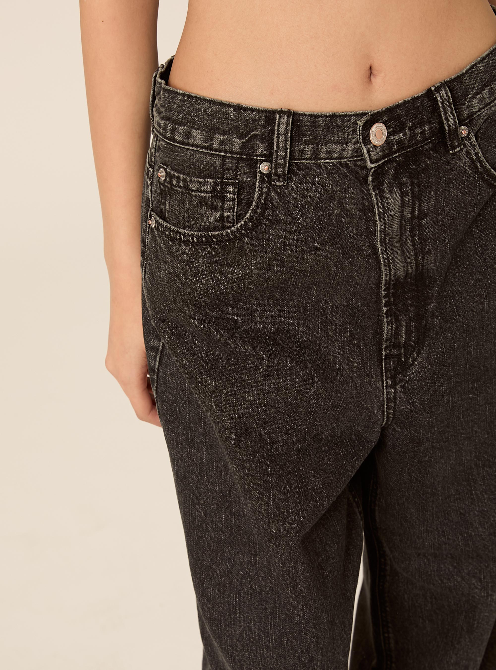 Jeans wide leg, D000 BLACK