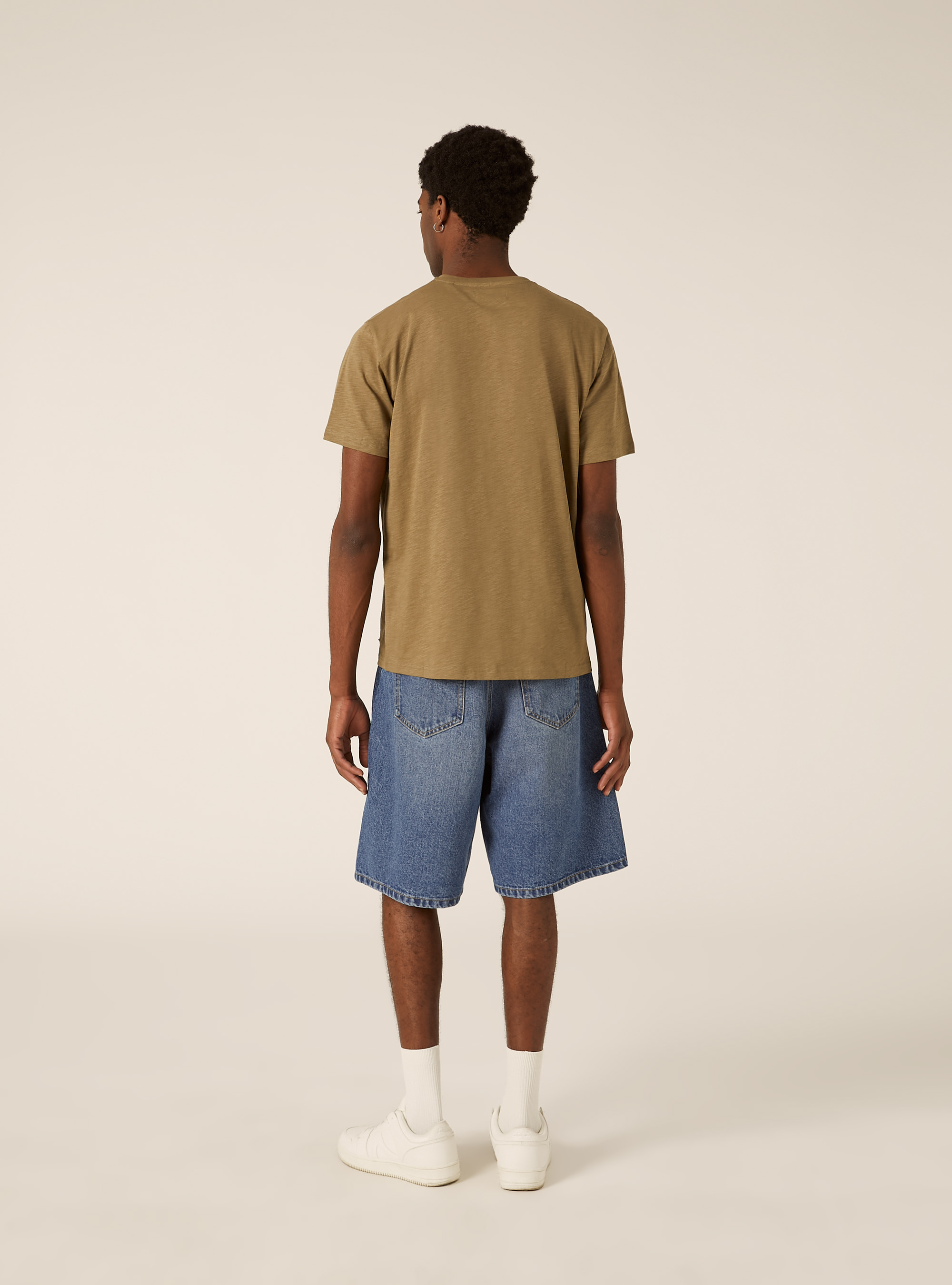 Cotton Henley T-Shirt, KY2 KAKY MEDIUM