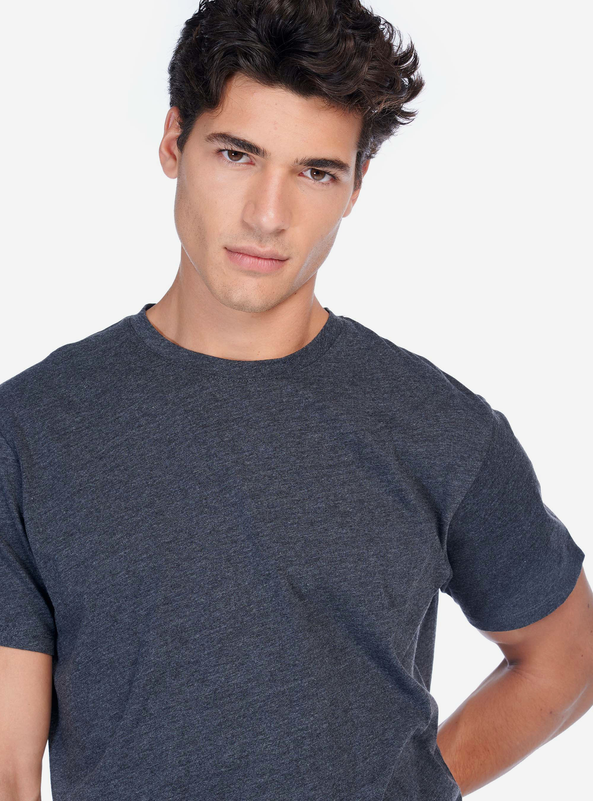 COLOR BLOCK T-SHIRT, C135 GREY MELANGE