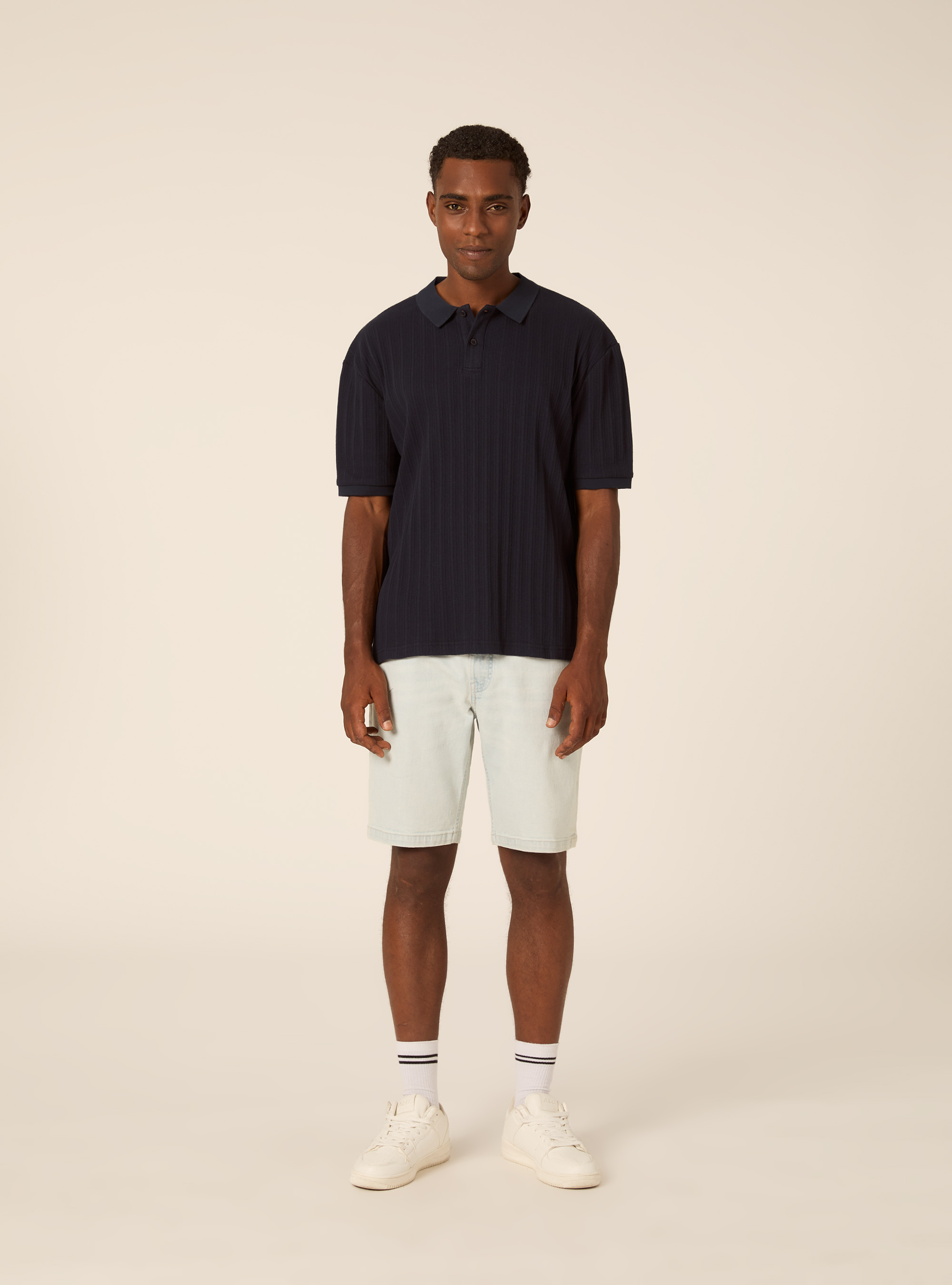 Polo en Jersey Structur&eacute; Coupe Regular Fit, NA1 NAVY DARK