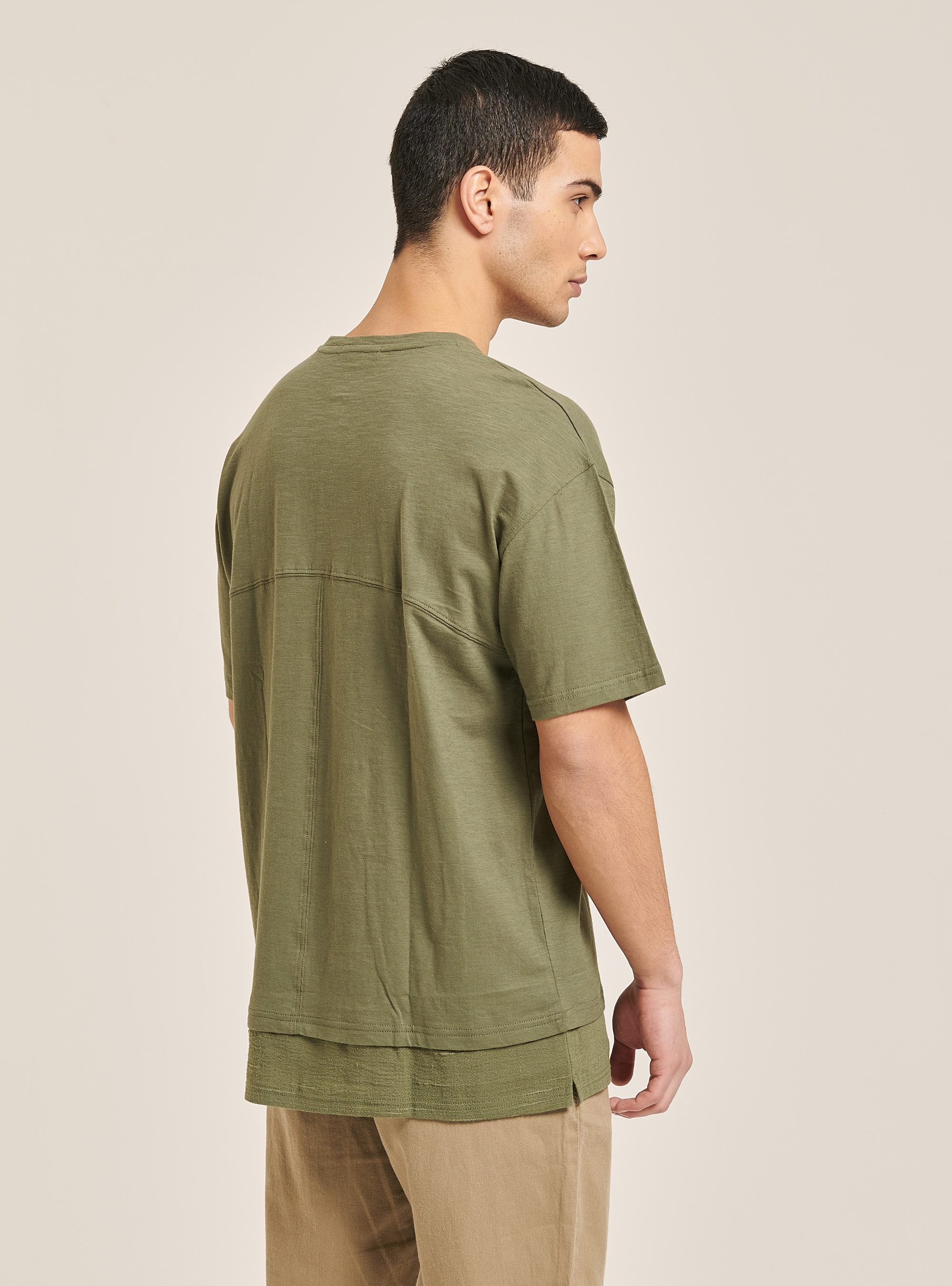 Camiseta serafina con mezcla de lino, CAQUI