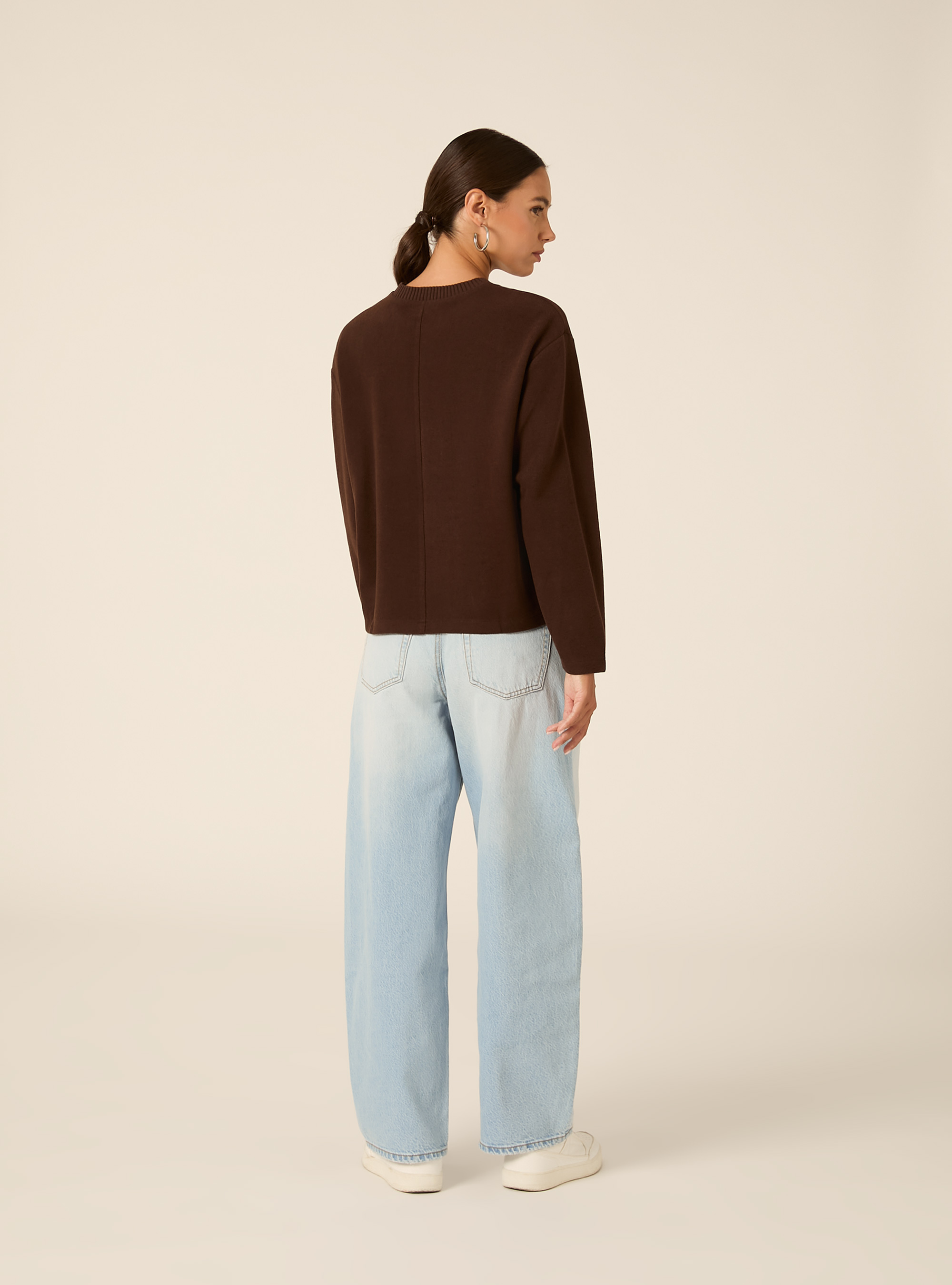 Maglia collo rotondo, BR1 BROWN DARK