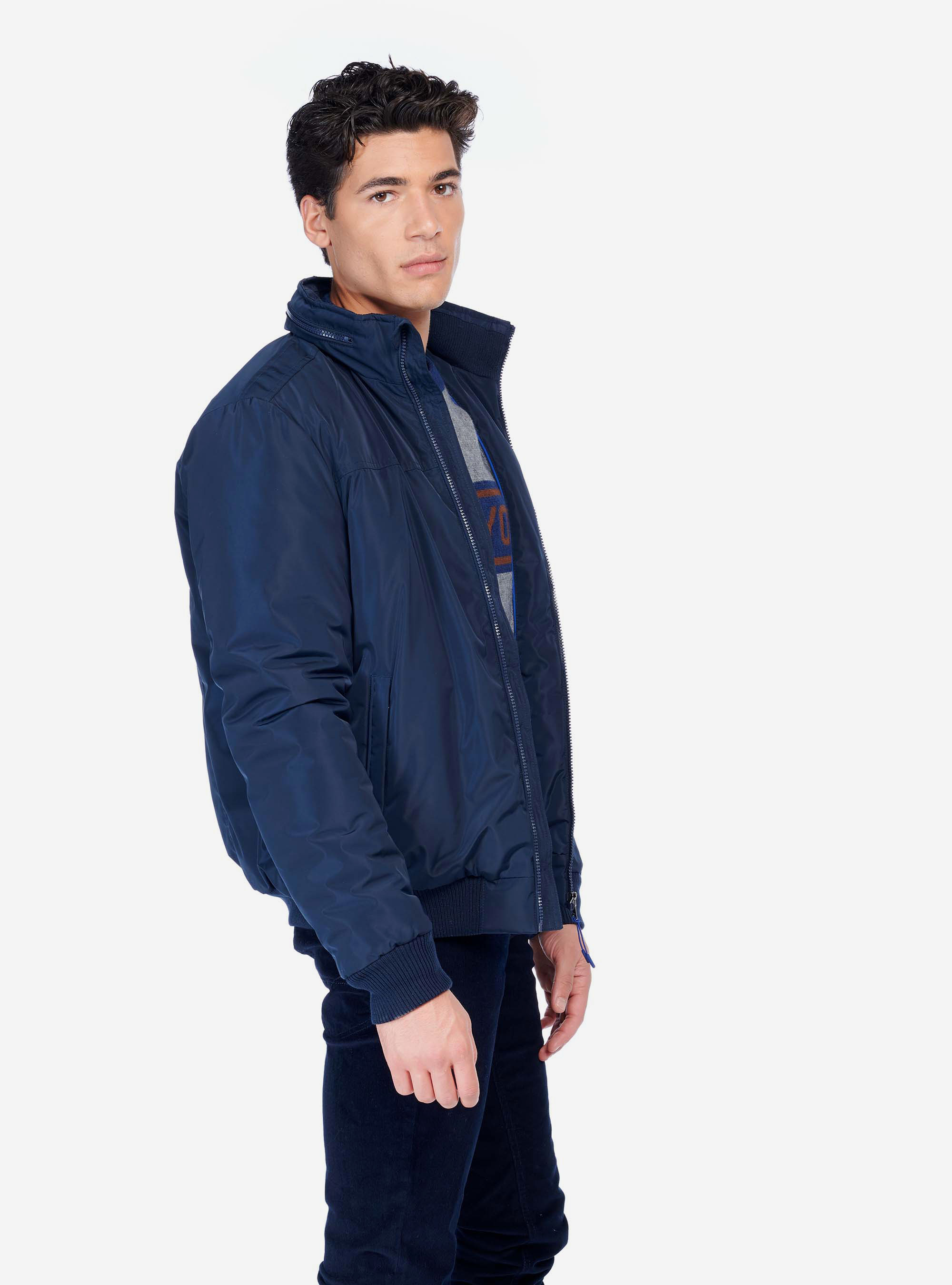 BASIC BOMBER JACKET, BLUE NAVY
