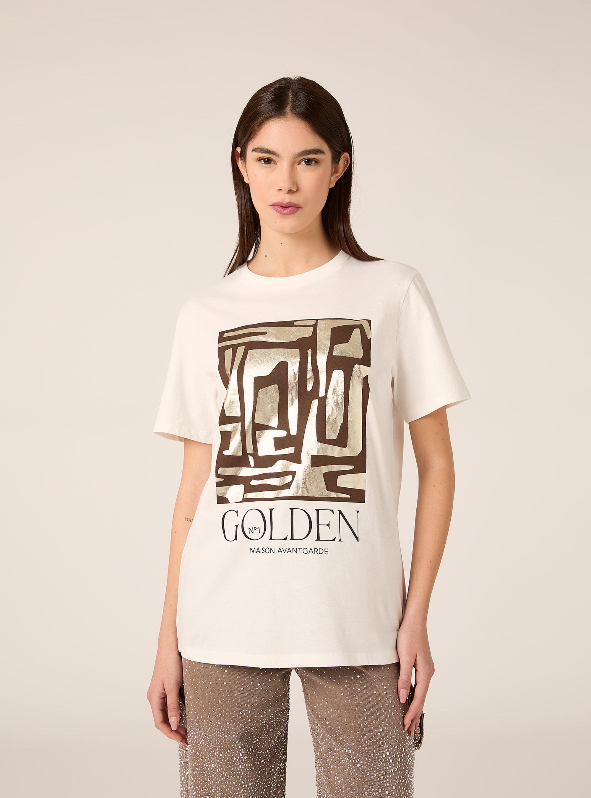 T-shirt avec imprim&eacute; lamin&eacute;, WH2 WHITE