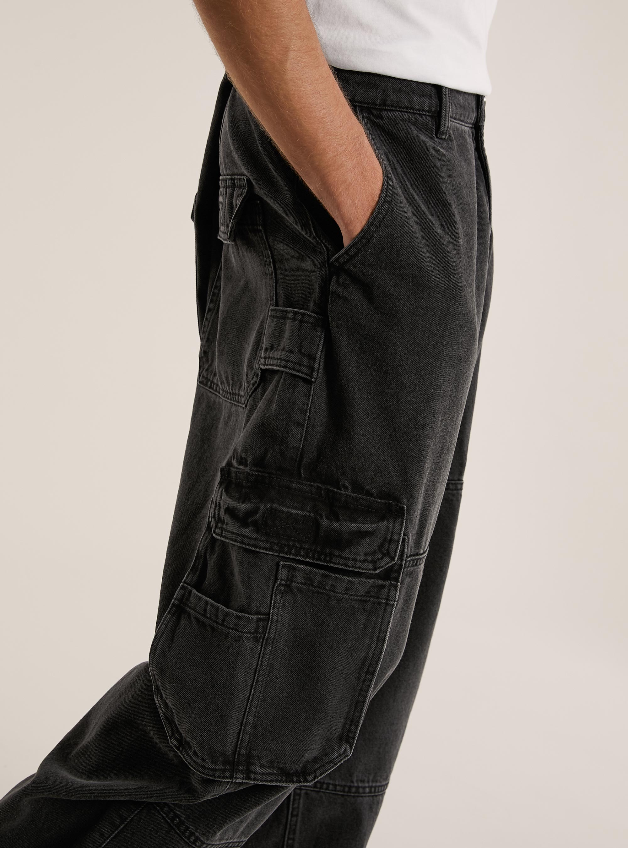 Jeans cargo skater baggy fit, D000 BLACK