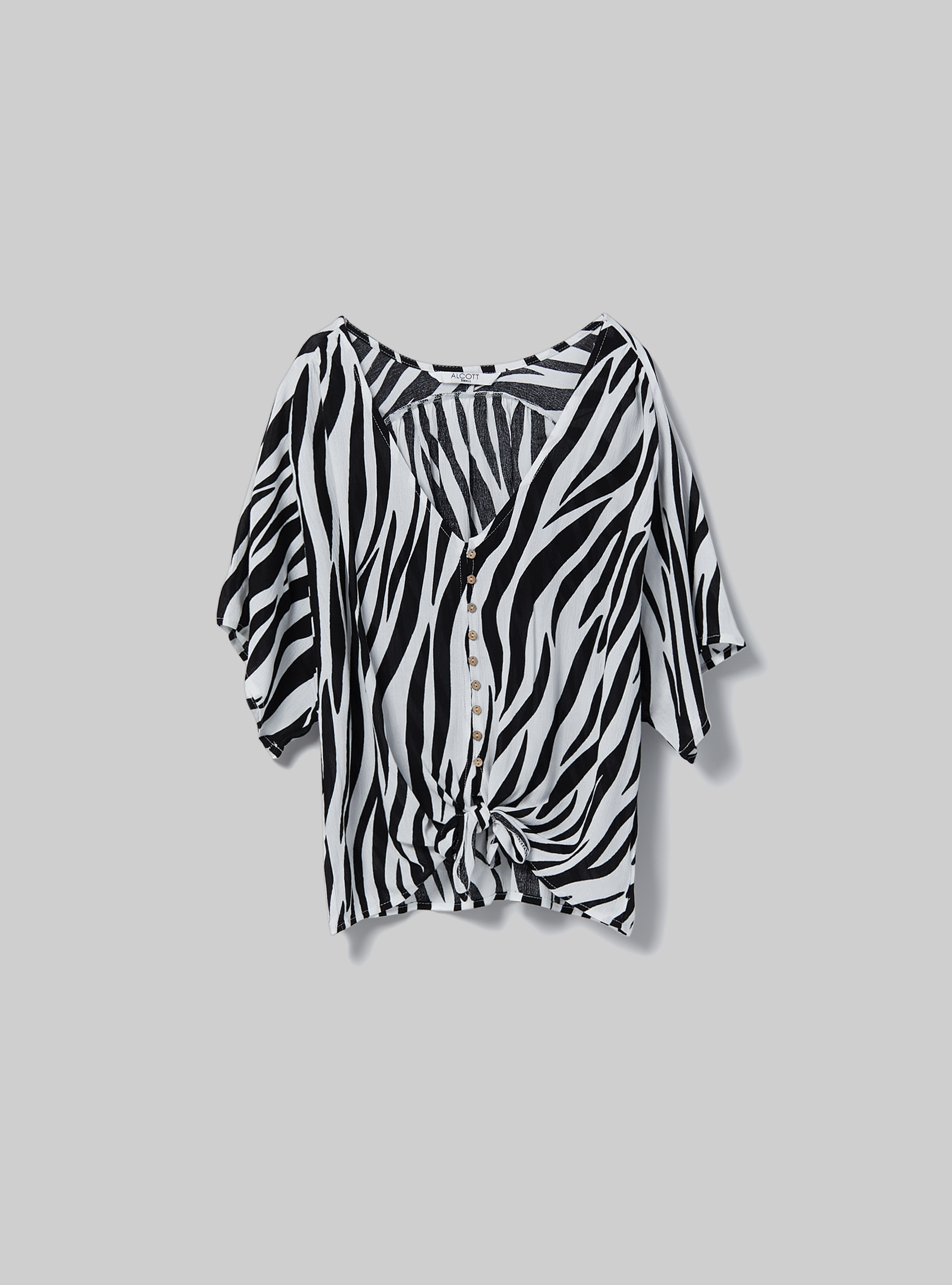 Blusa estampada con nudo, ZEBRA