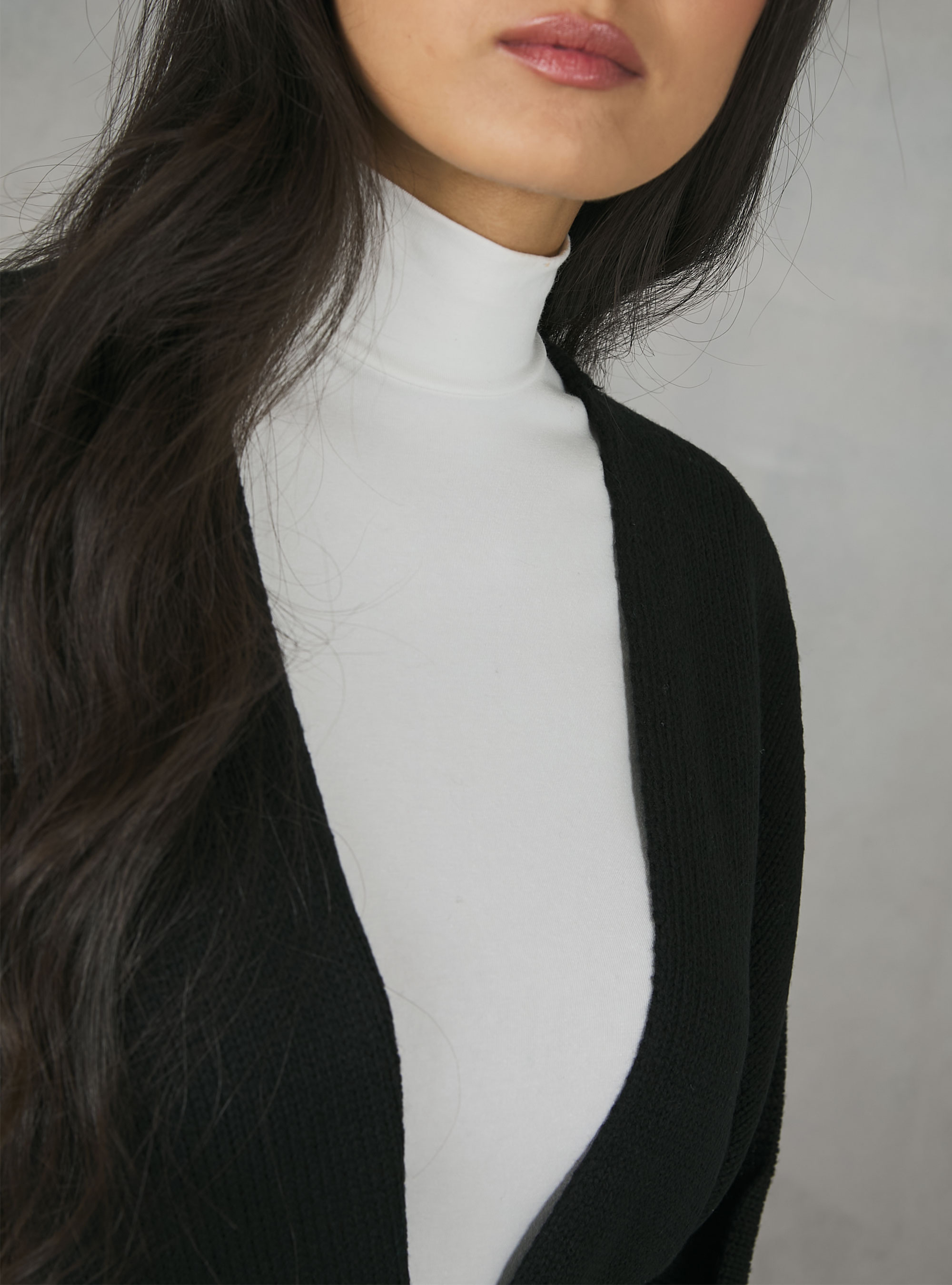 Poncho with fringes, BLACK