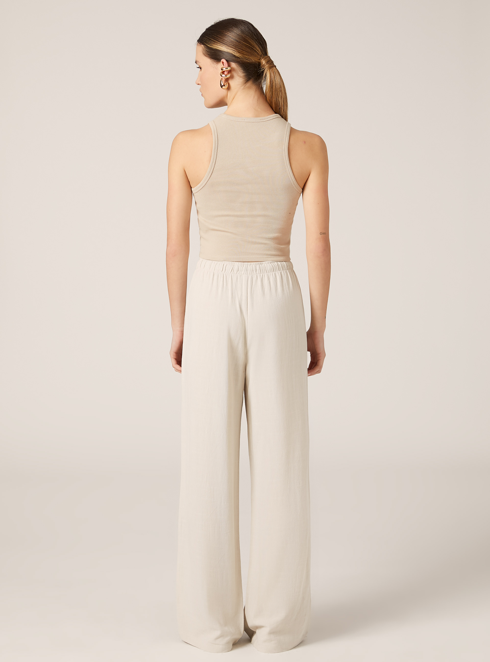 Cropped tank top in rib, BG2 BEIGE MEDIUM