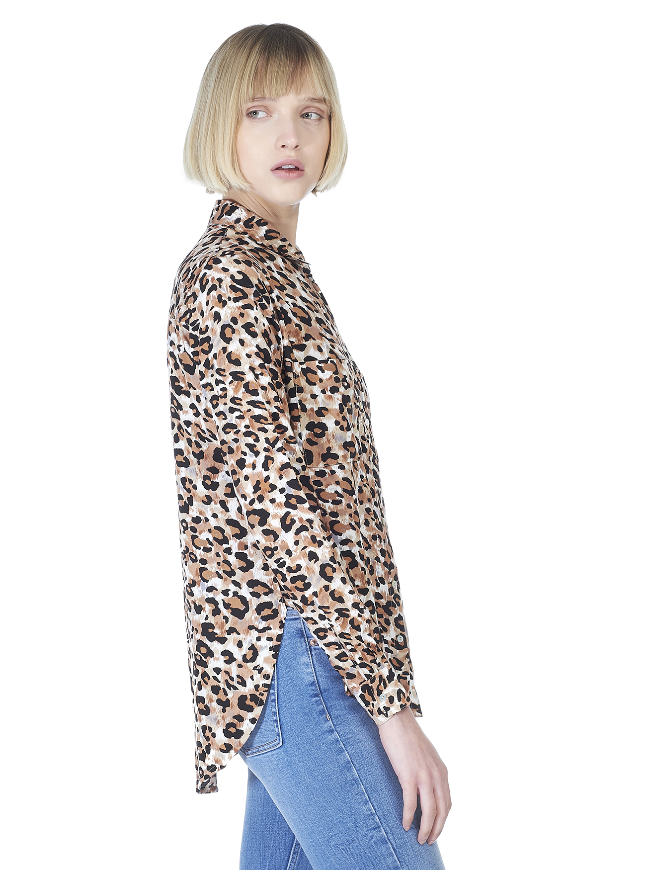 Camicia comfort fit stampa animalier toni chiari, ANIMALIER