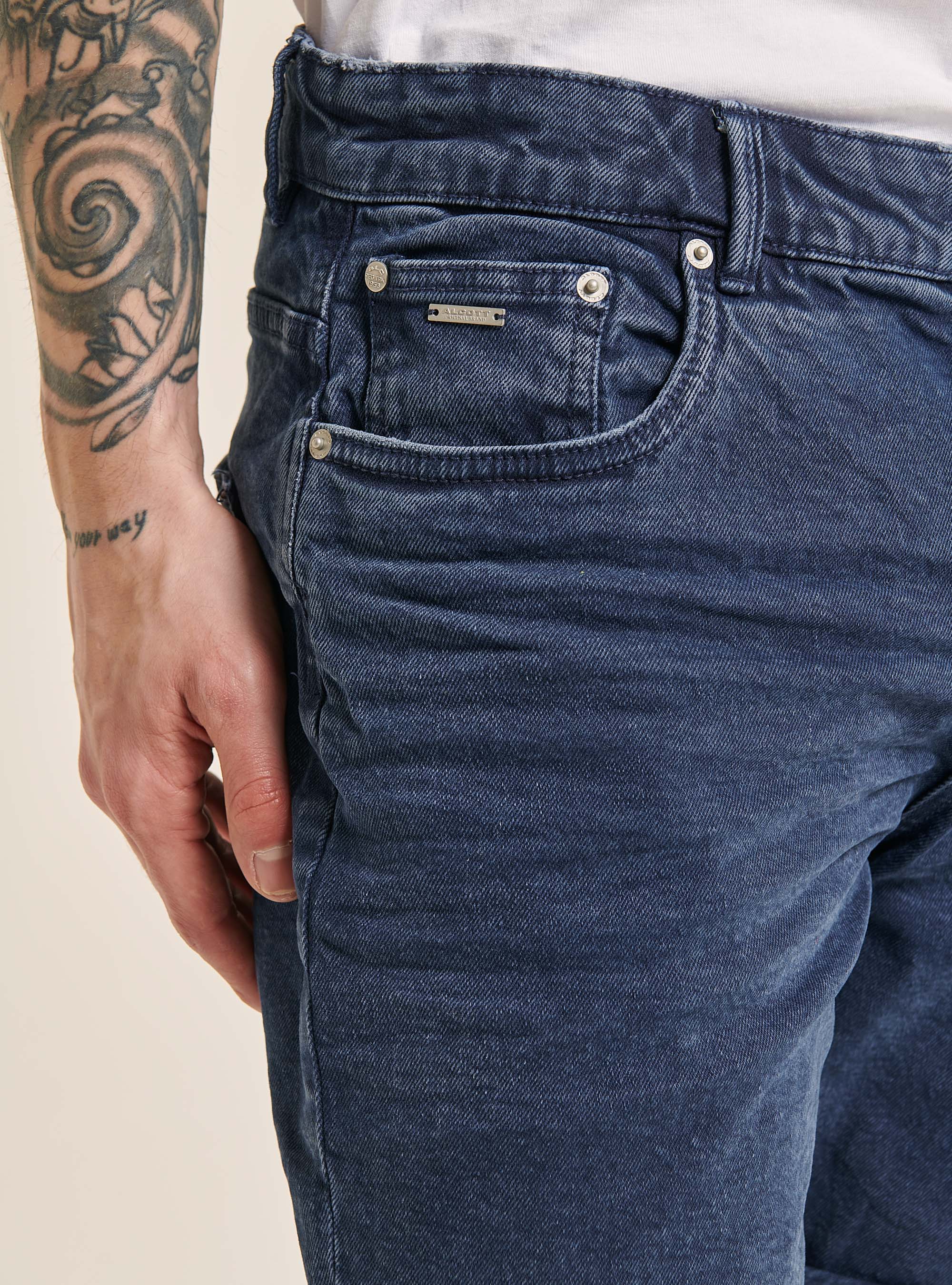 Bermuda in cotone twill stretch tinto in capo, NA2 NAVY MEDIUM