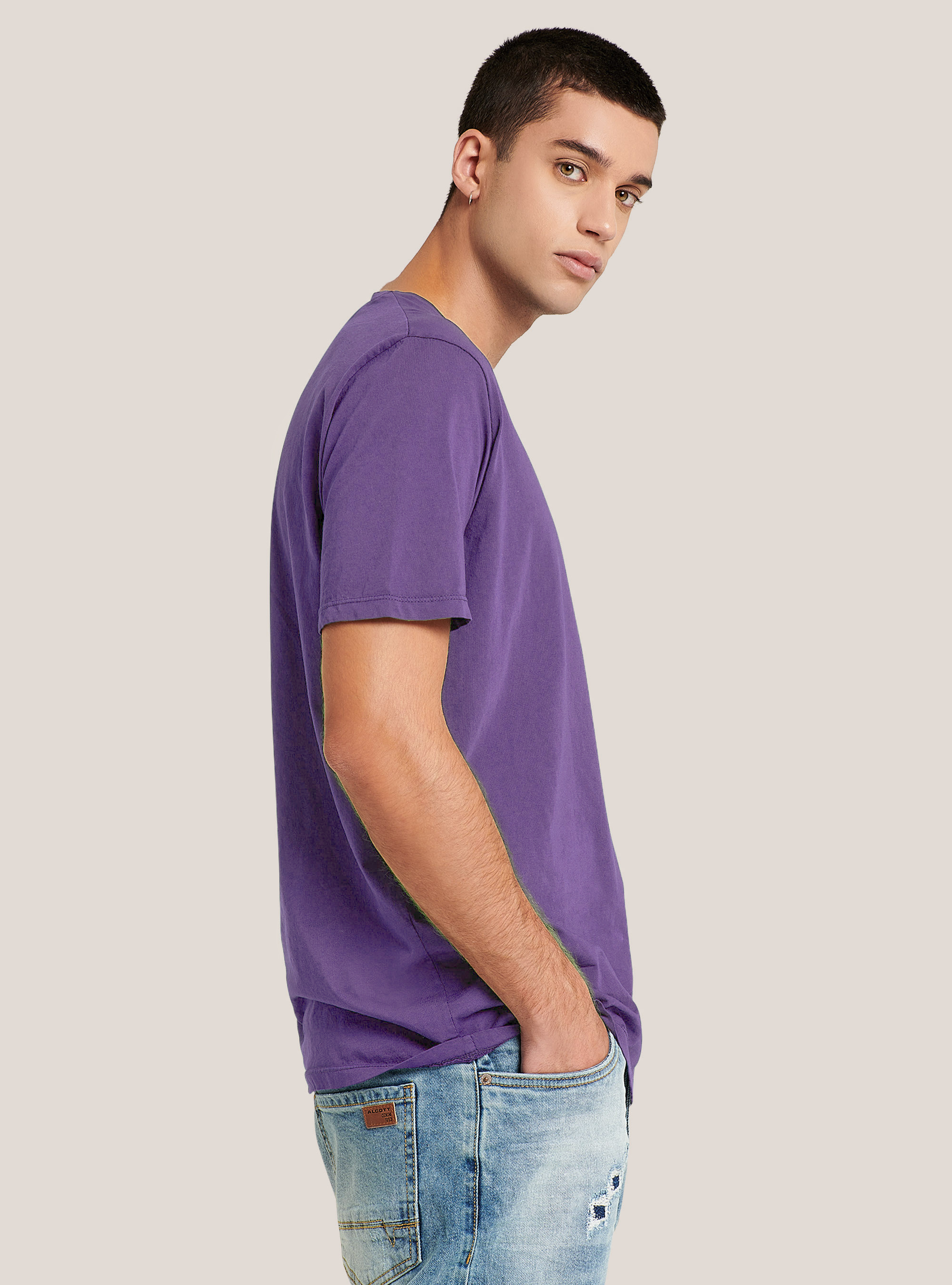 Crew-neck cotton t-shirt, LC2 MEDIUM LILLAC