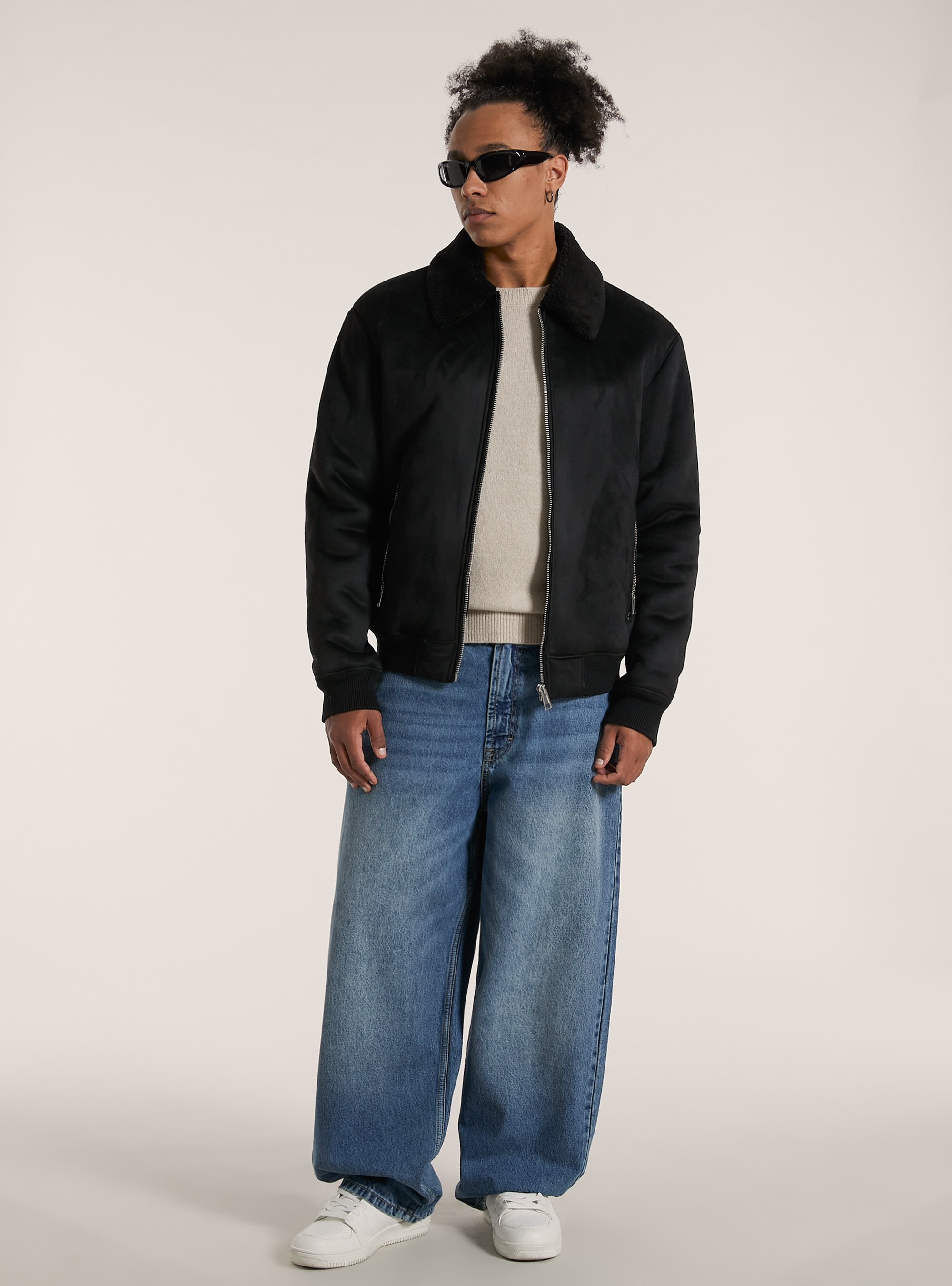 Montone effetto suede, BK1 BLACK