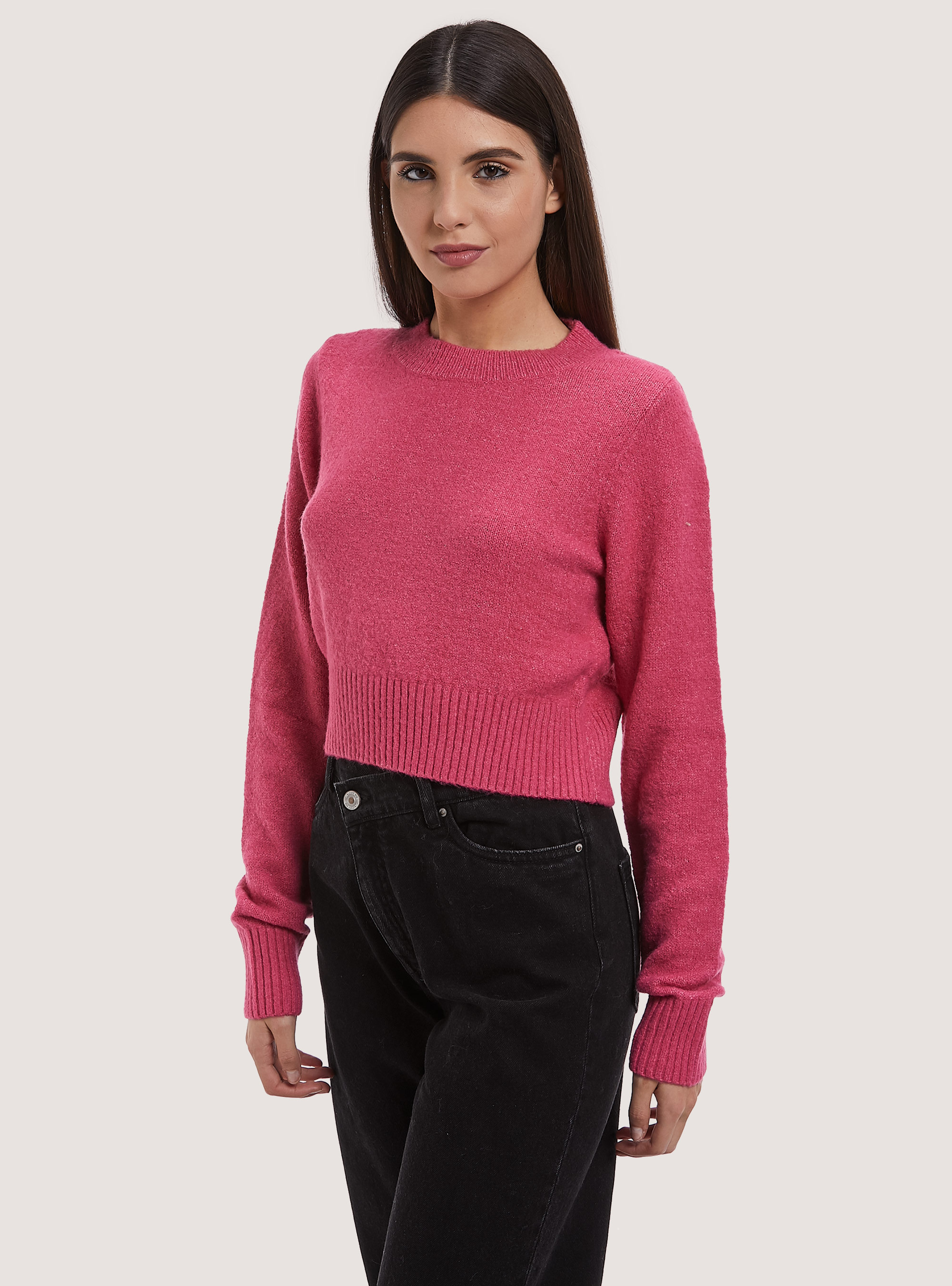 Pullover cropped soft touch, FX3 FUXIA LIGHT