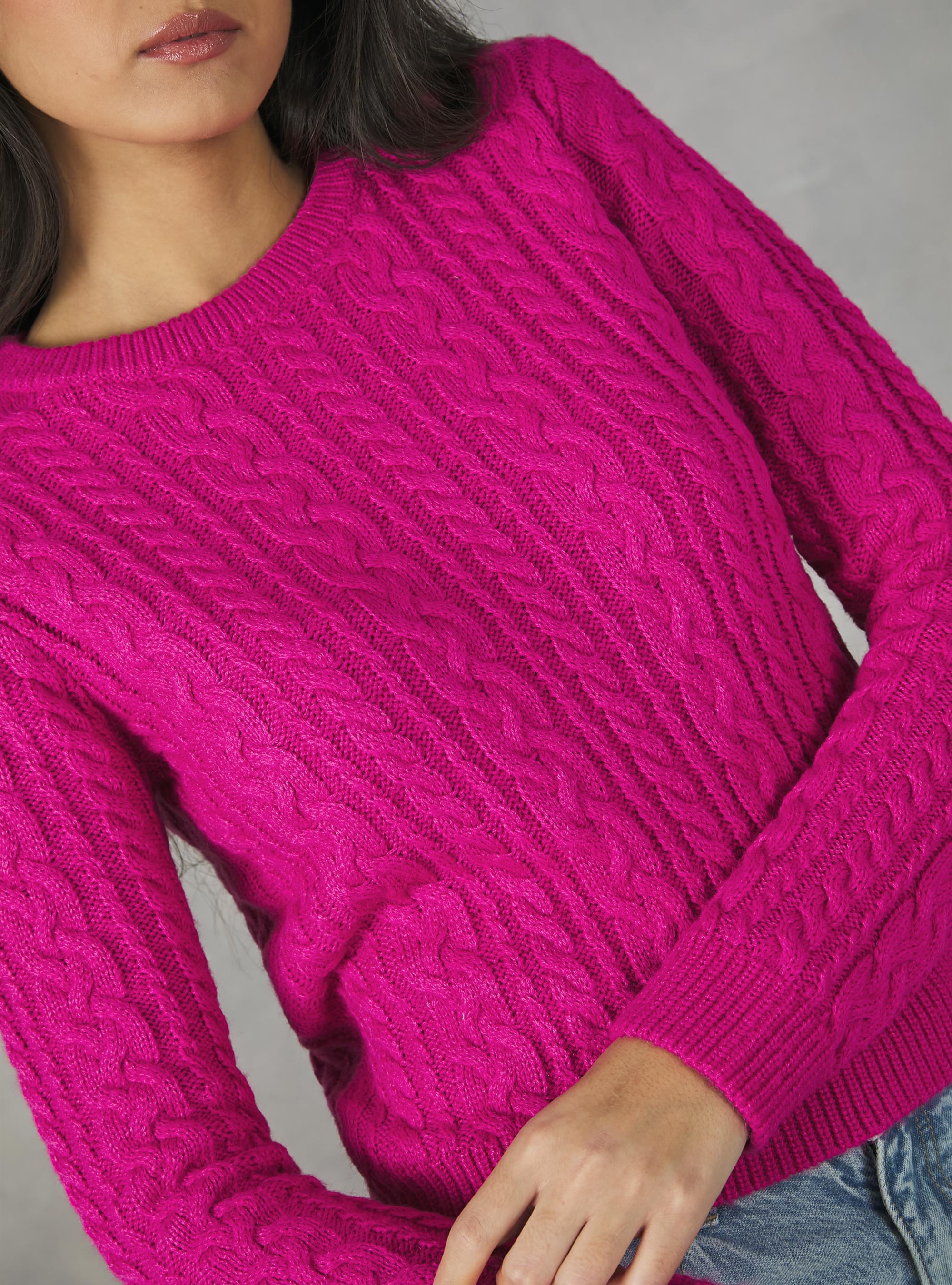 Pullover with braids, FX3 FUXIA LIGHT