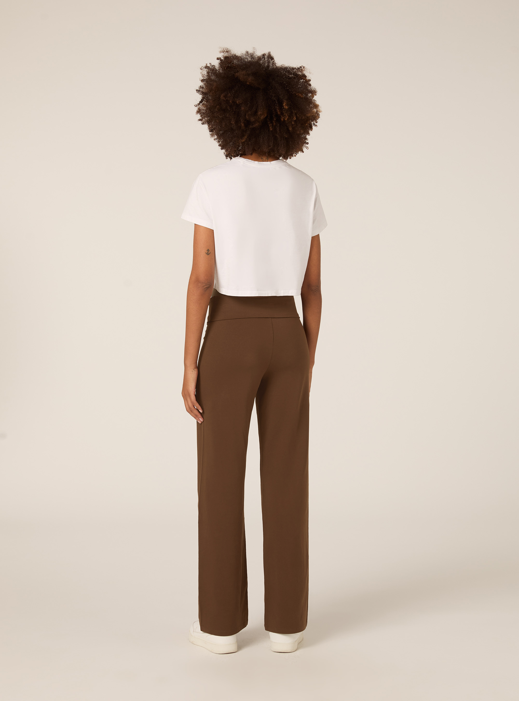 Leggings with cuffed waist, BR1 BROWN DARK