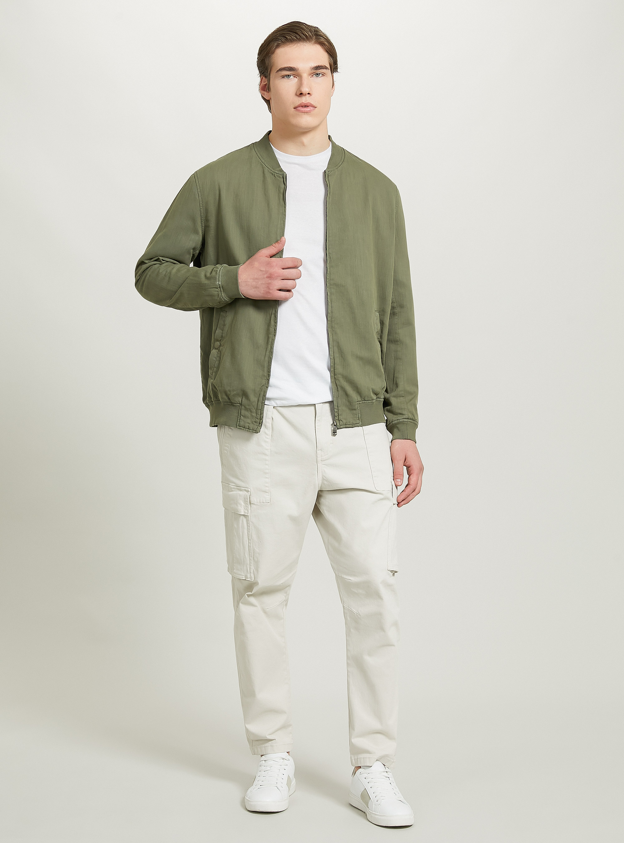 Linen bomber jacket, KAKI