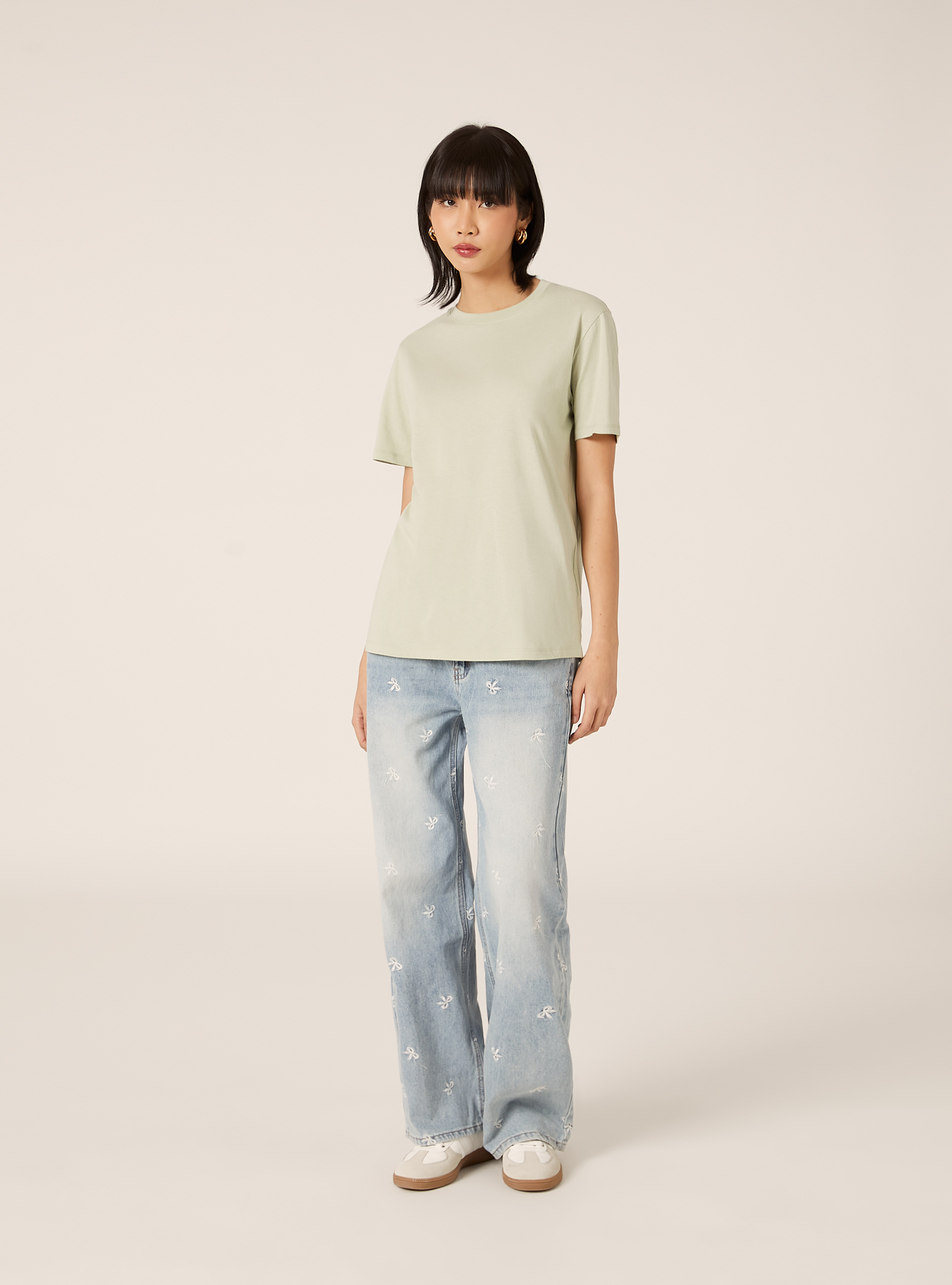 Cotton crew neck T-shirt, SG3 SAGE LIGHT