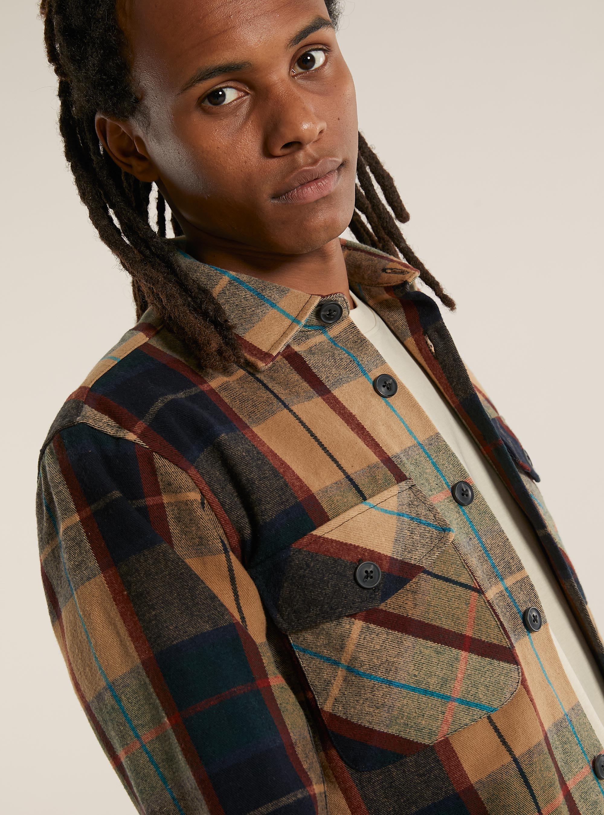 Checked shirt jacket, BG2 BEIGE MEDIUM