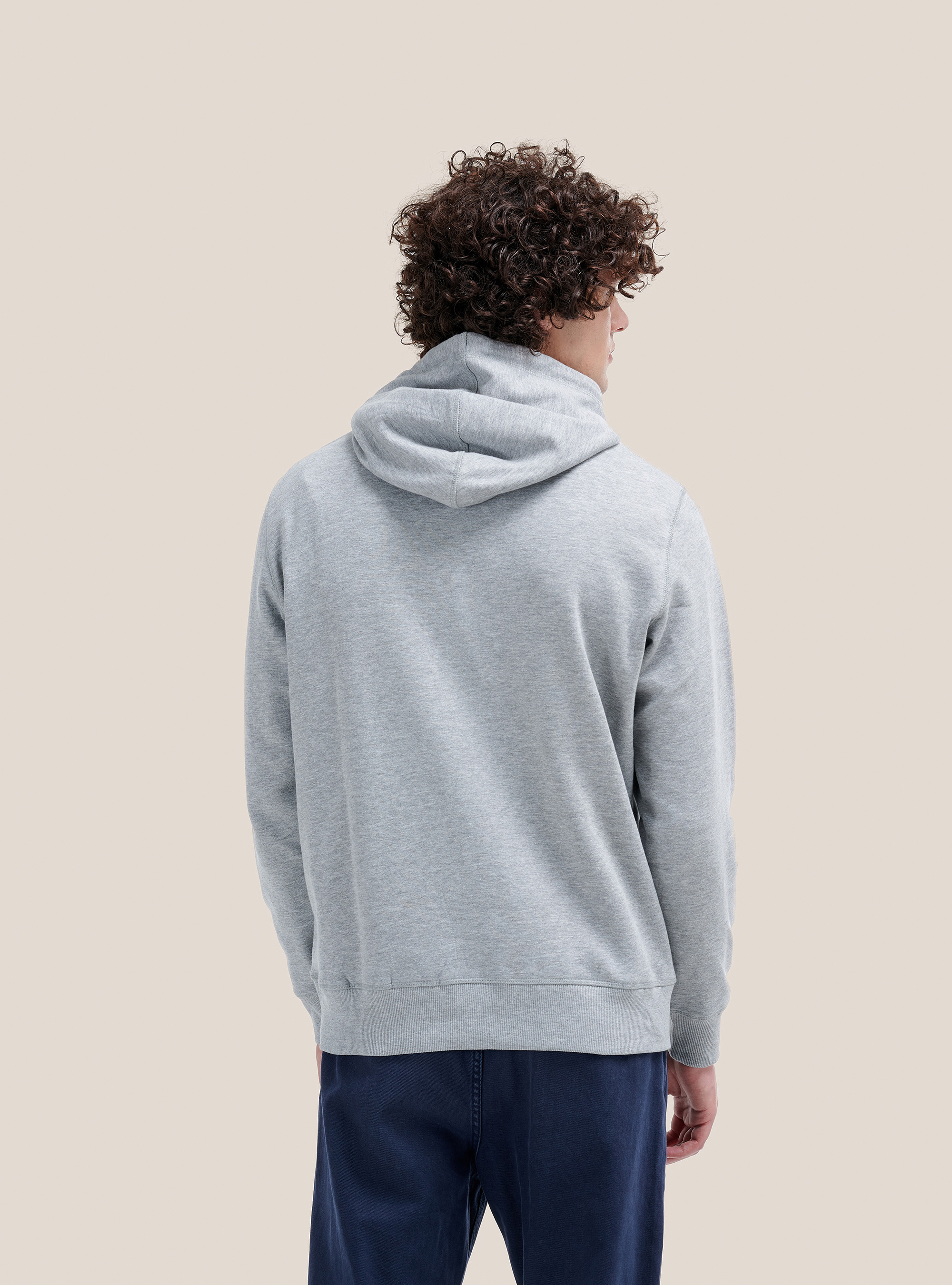 Felpa basic con cappuccio, GRIGIO CHIARO MELANGE