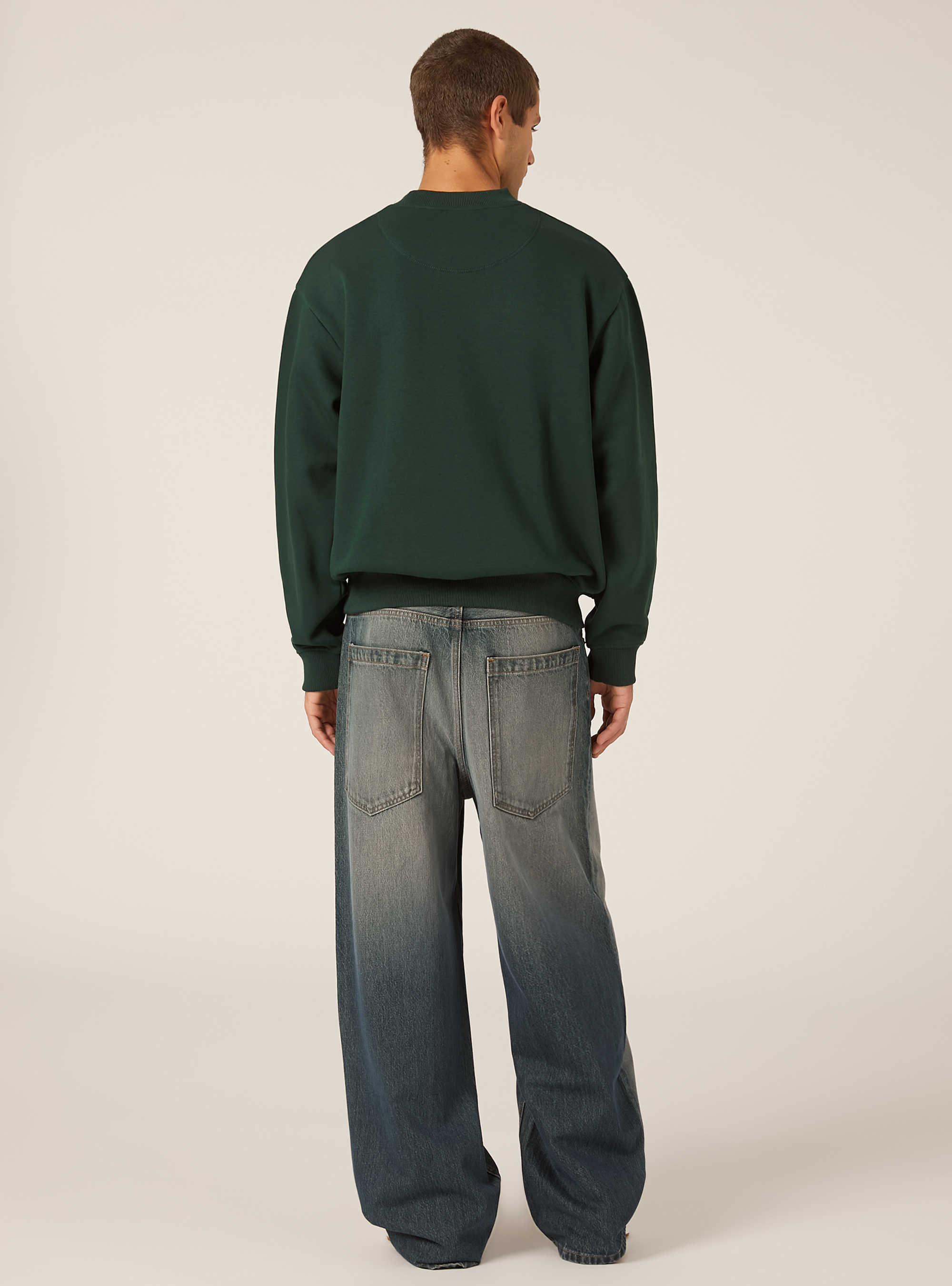 Boxy fit crew neck sweatshirt, GN1 GREEN DARK