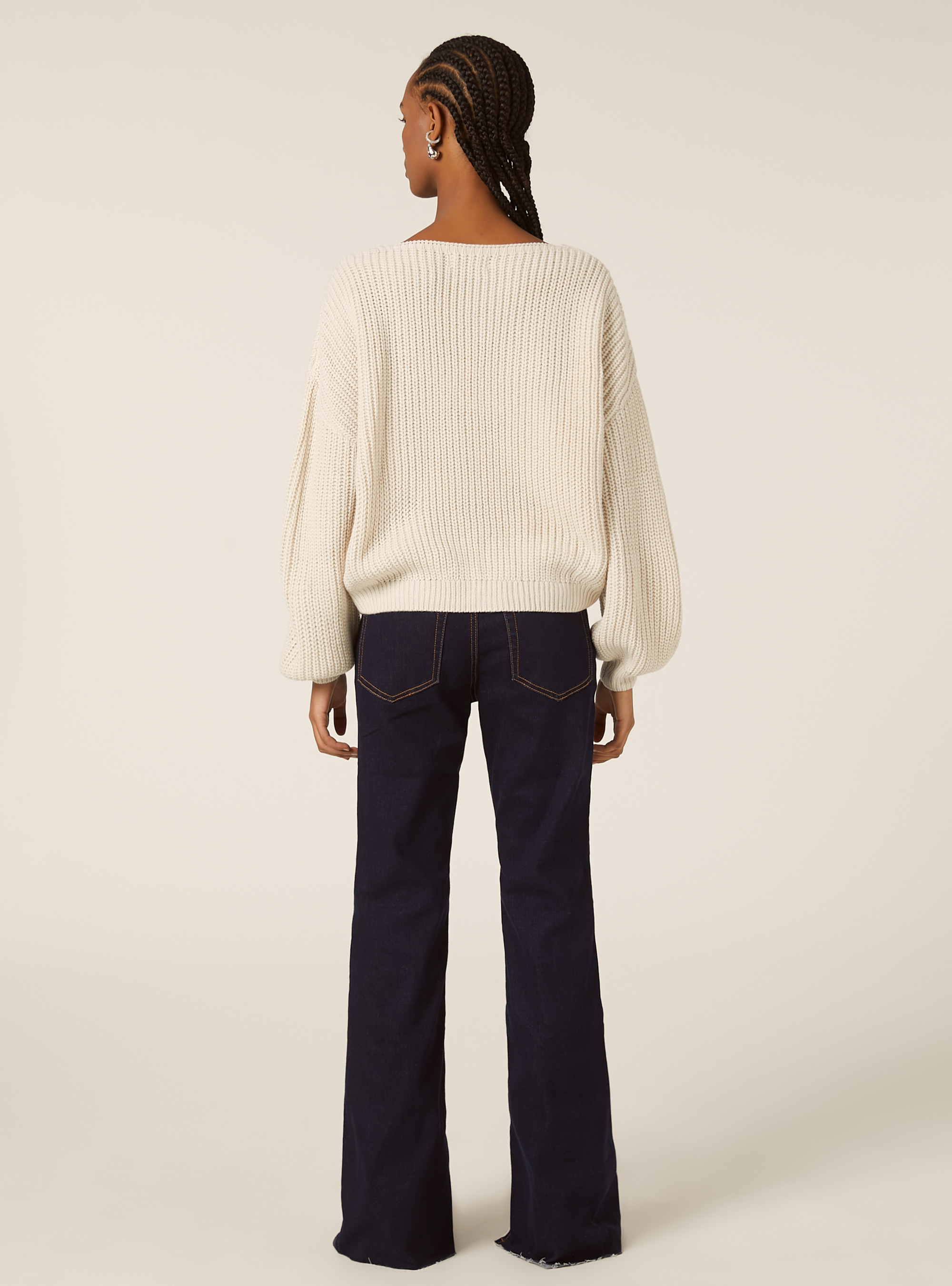 Knitted cardigan with V-neck, MWH1 WHITE MEL DARK