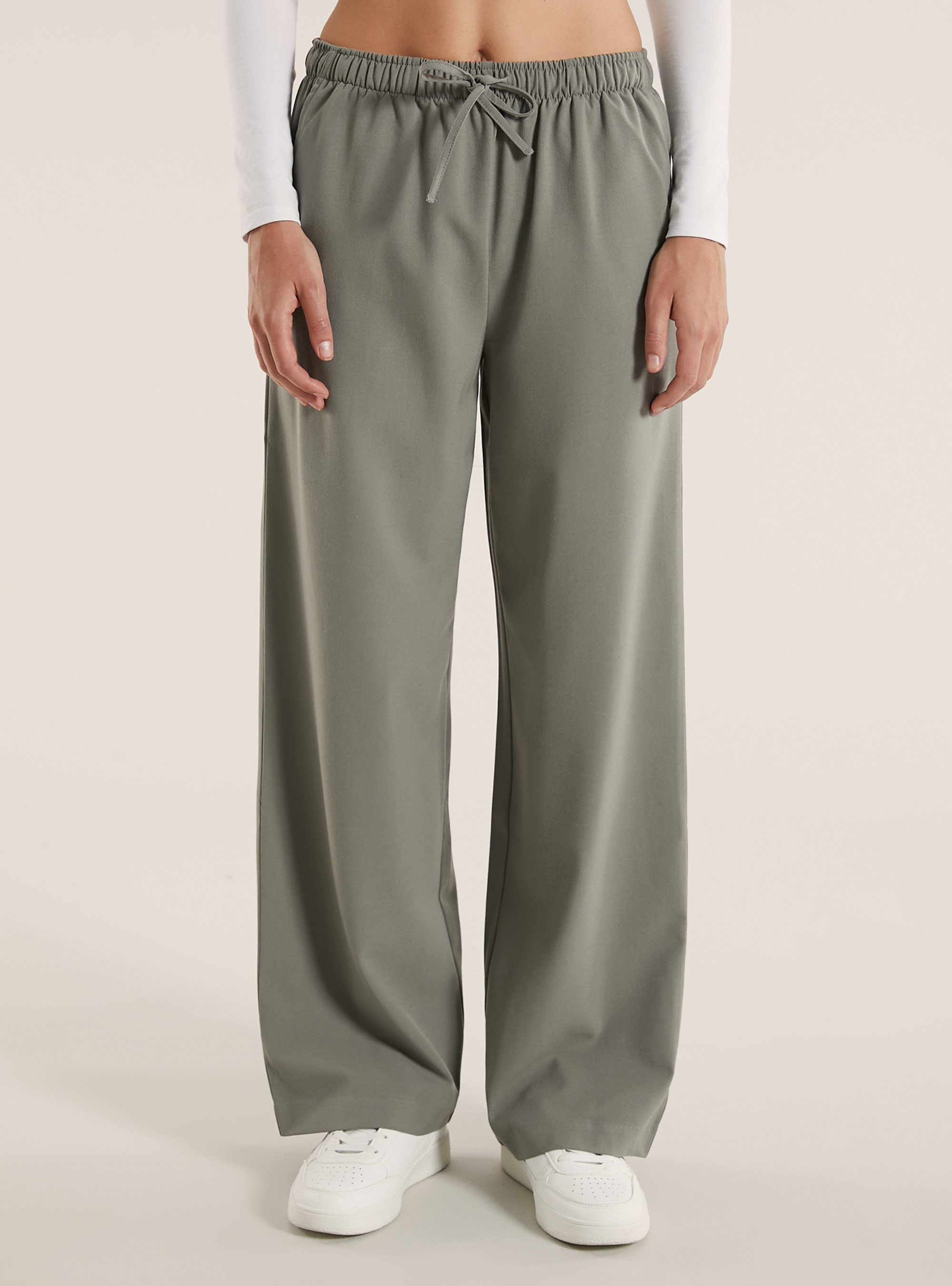 Smart trousers with drawstring, KY2 KAKY MEDIUM