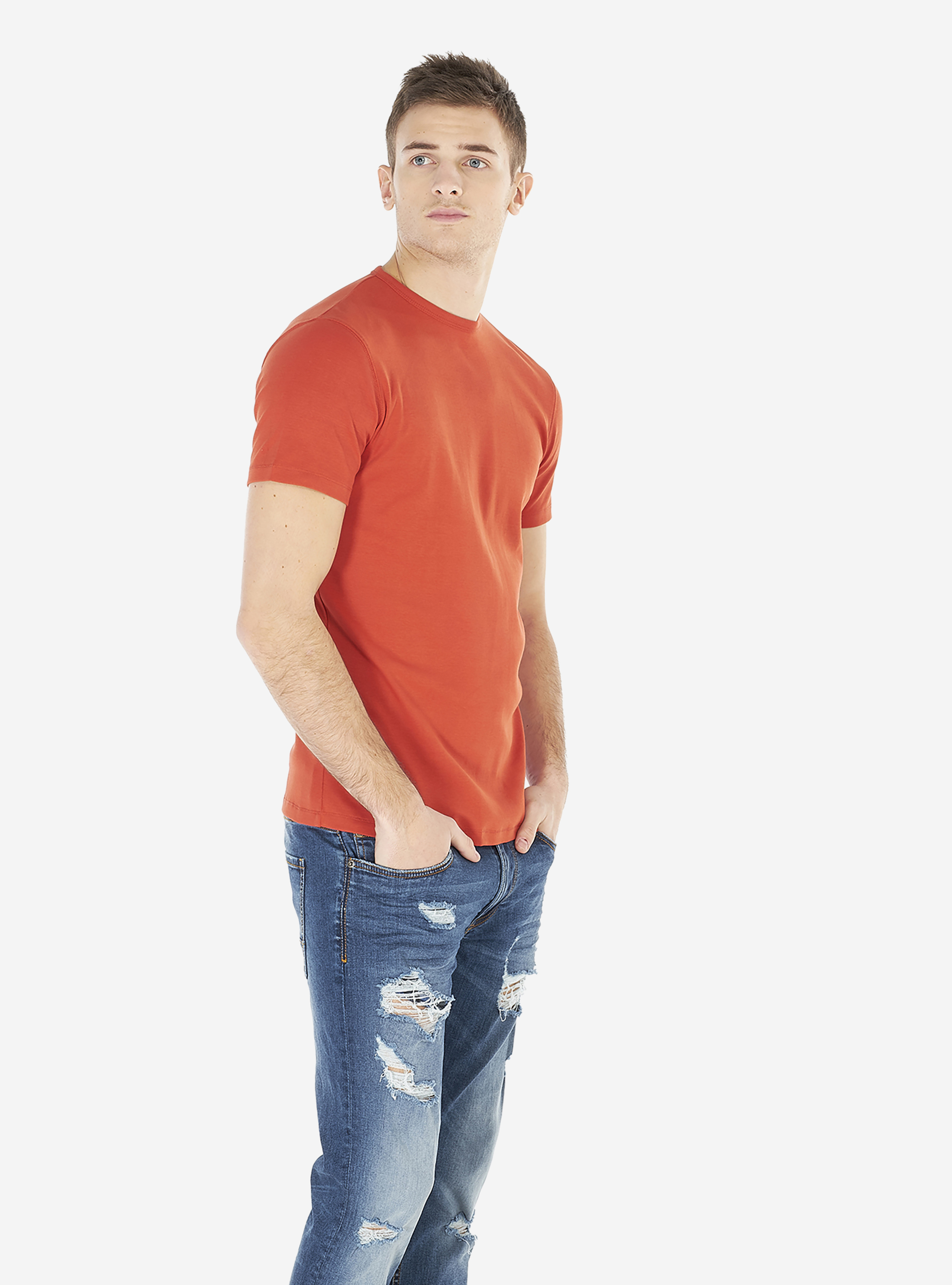 Maglietta comfort-stretch, ARANCIONE SCURO