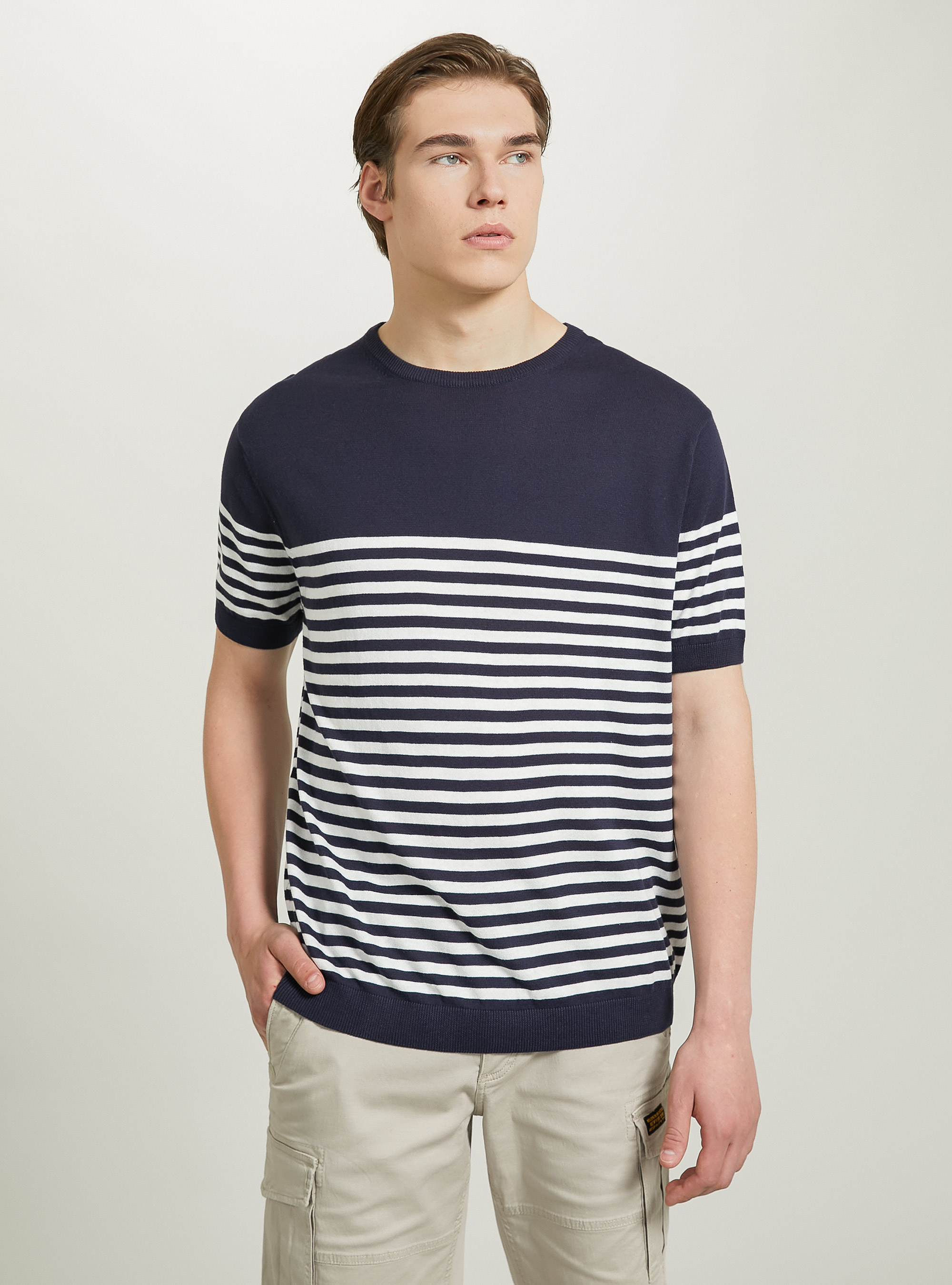 Short-sleeved cotton pullover, MULTICOLOR