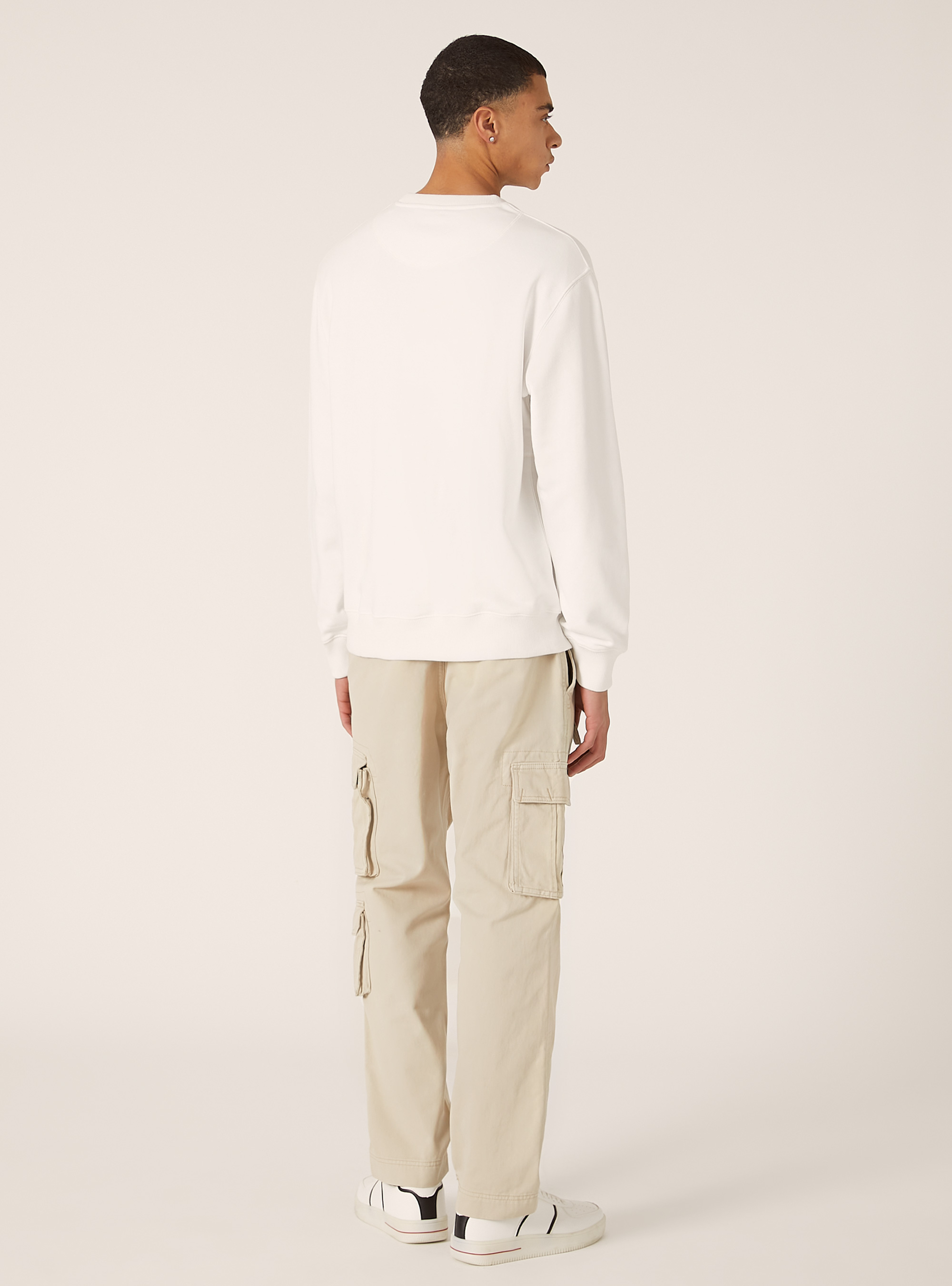 Sudadera de cuello redondo en color liso, WH1 OFF WHITE