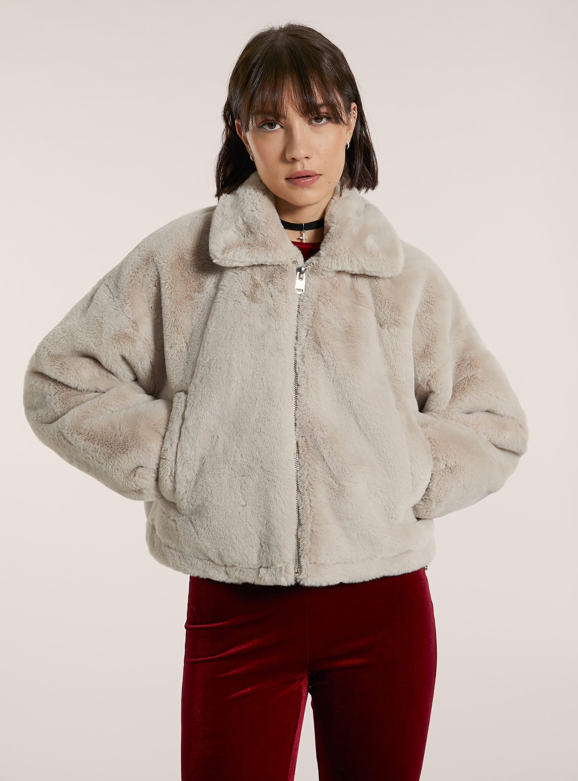 Giacca pelliccia sintetica, WH2 WHITE