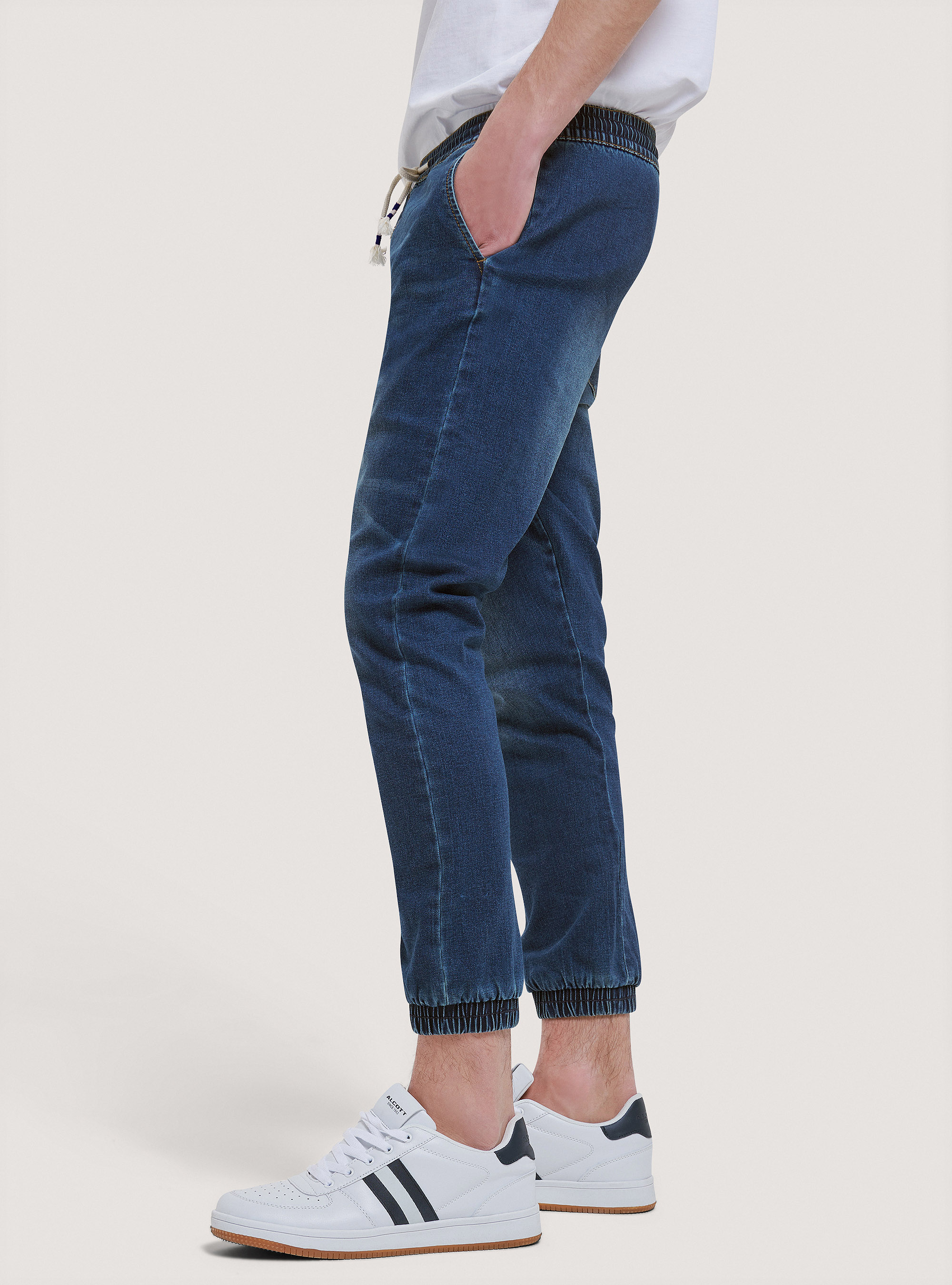 Stretch denim jogger trousers, Alcott