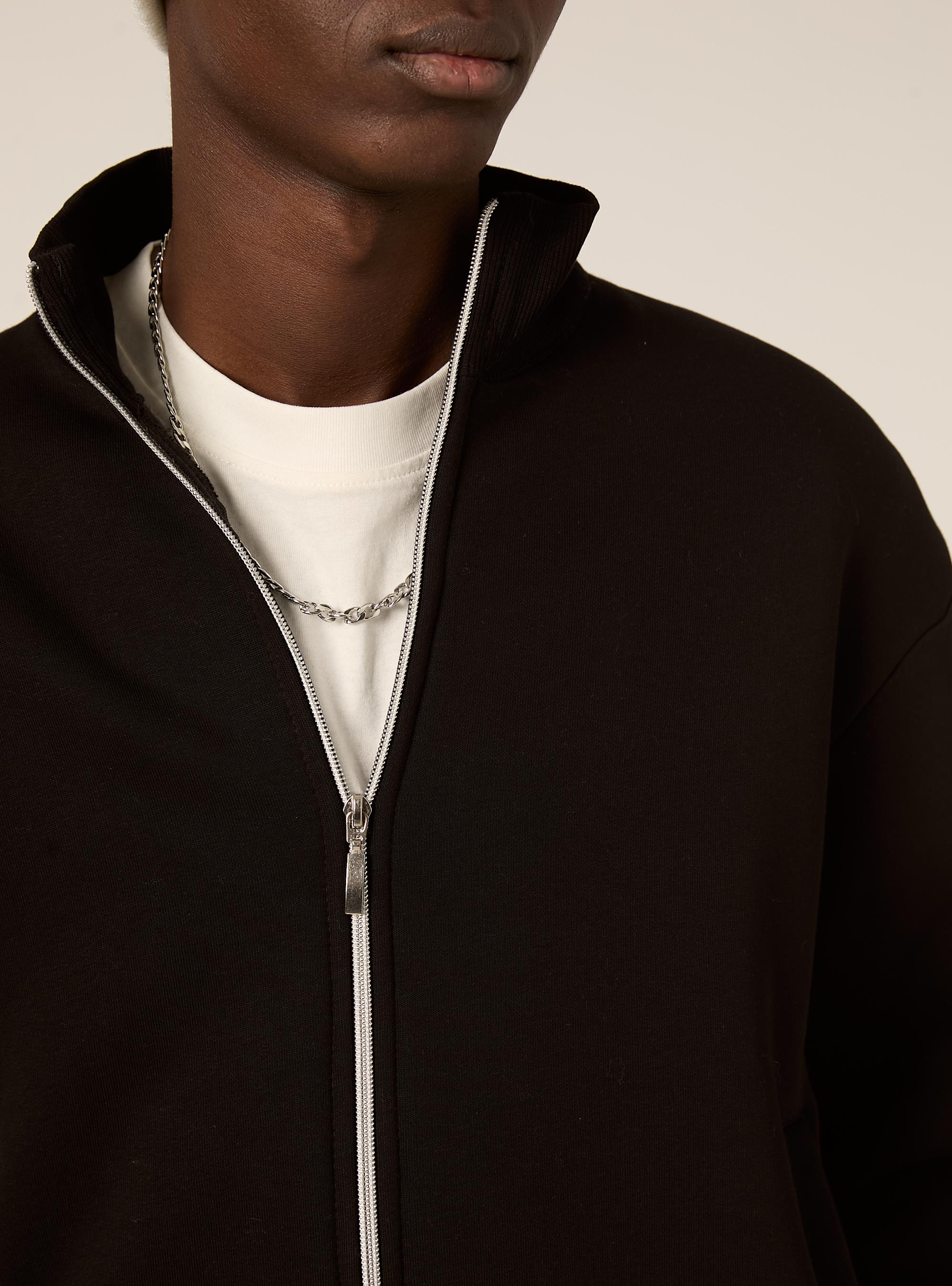 Cardigan con cerniera mezzocollo, BK1 BLACK