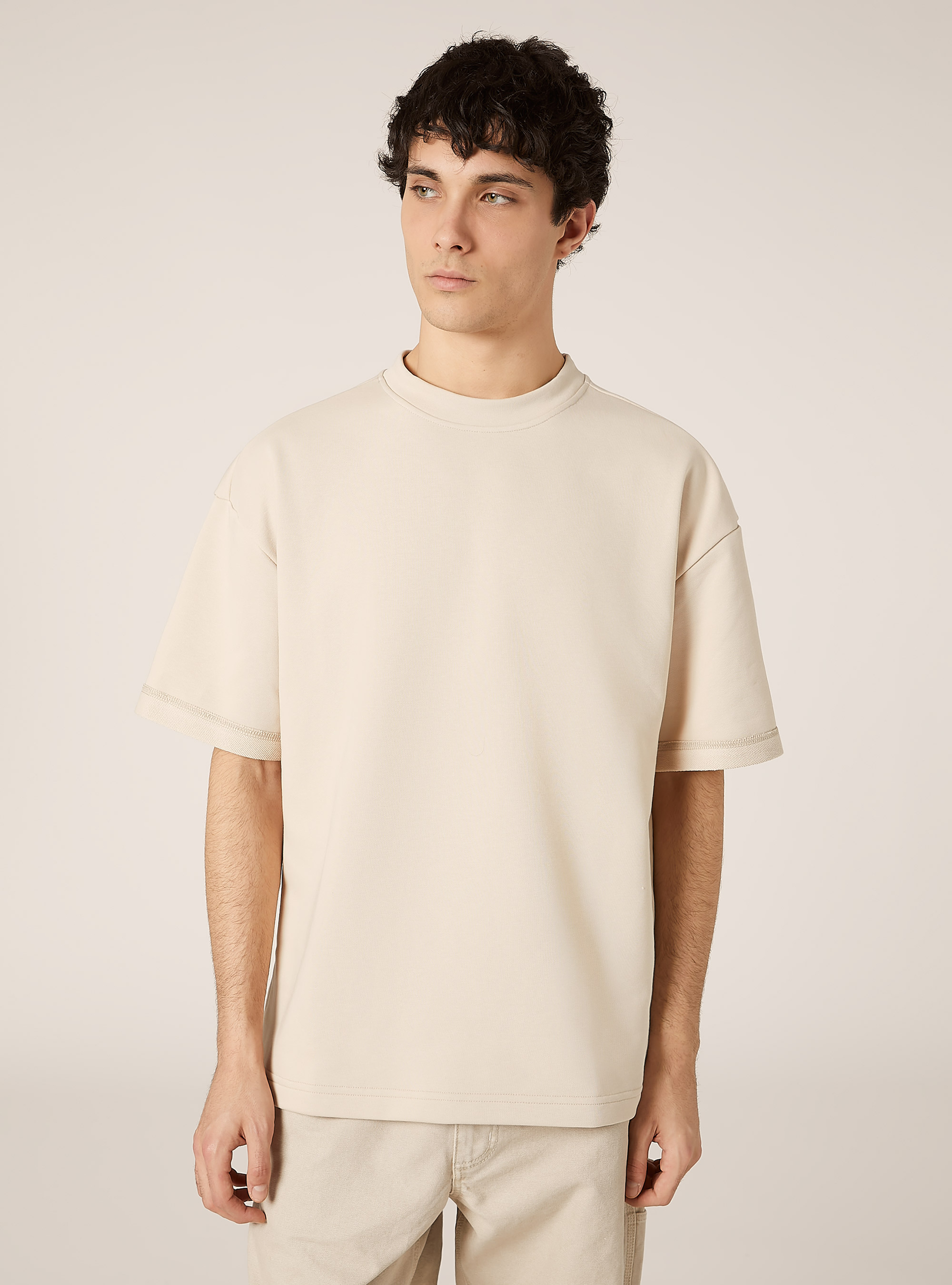 Sweatshirt boxy fit, BG3 BEIGE LIGHT