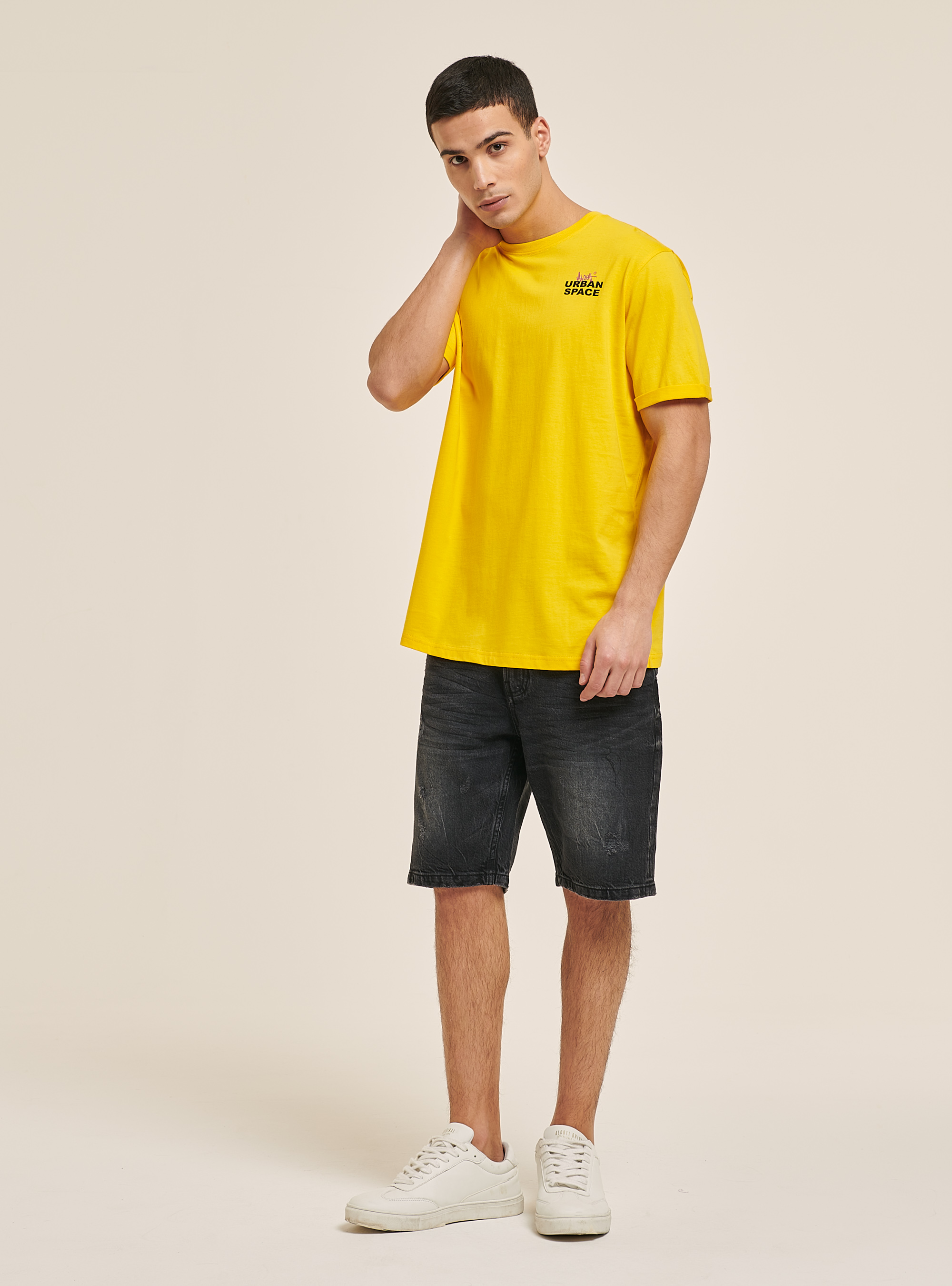 T-shirt with front and back graphic print, C7750 YELLOW