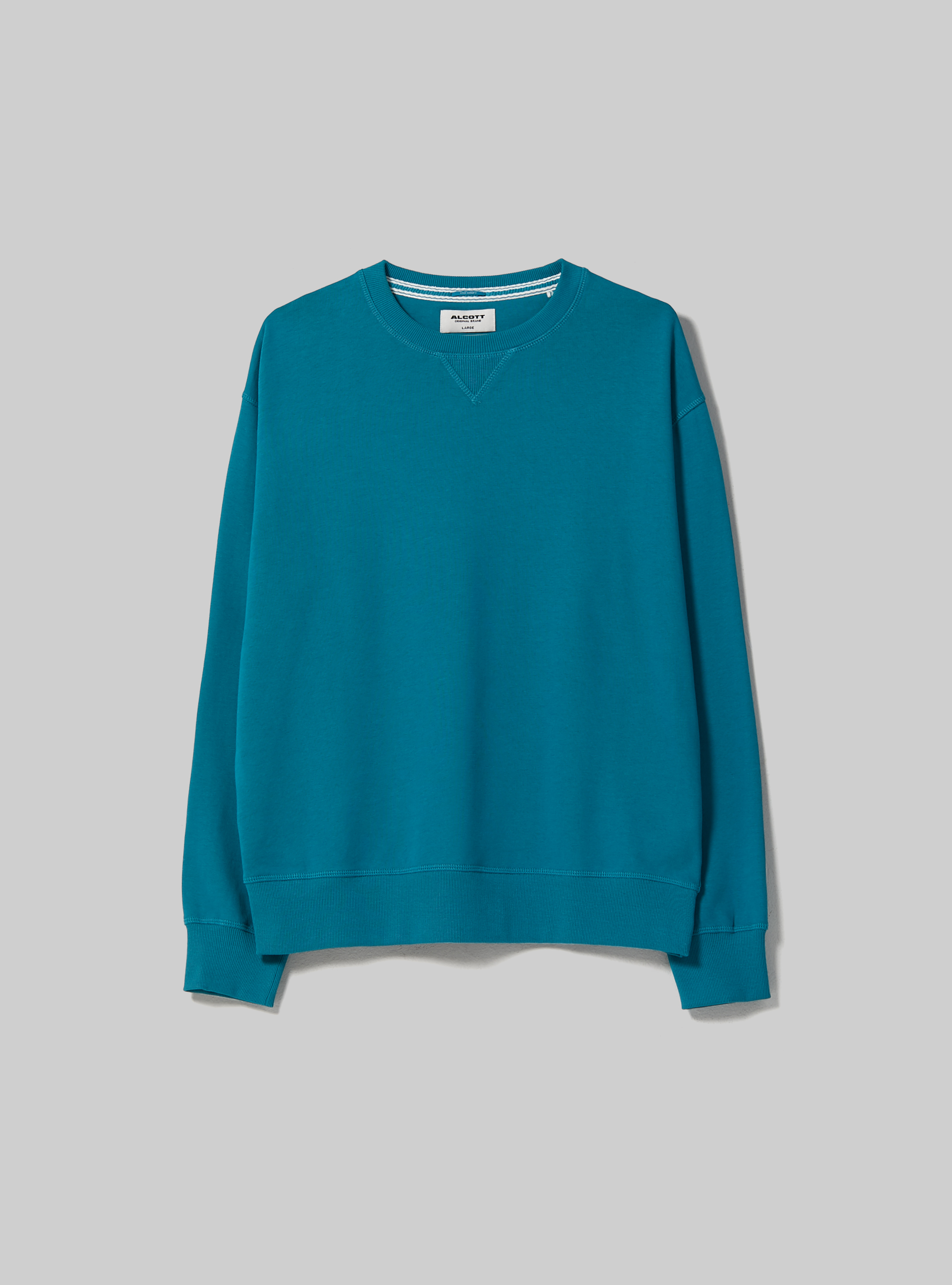 Plain-coloured crew-neck sweatshirt, OB2 BLUE OIL MED.