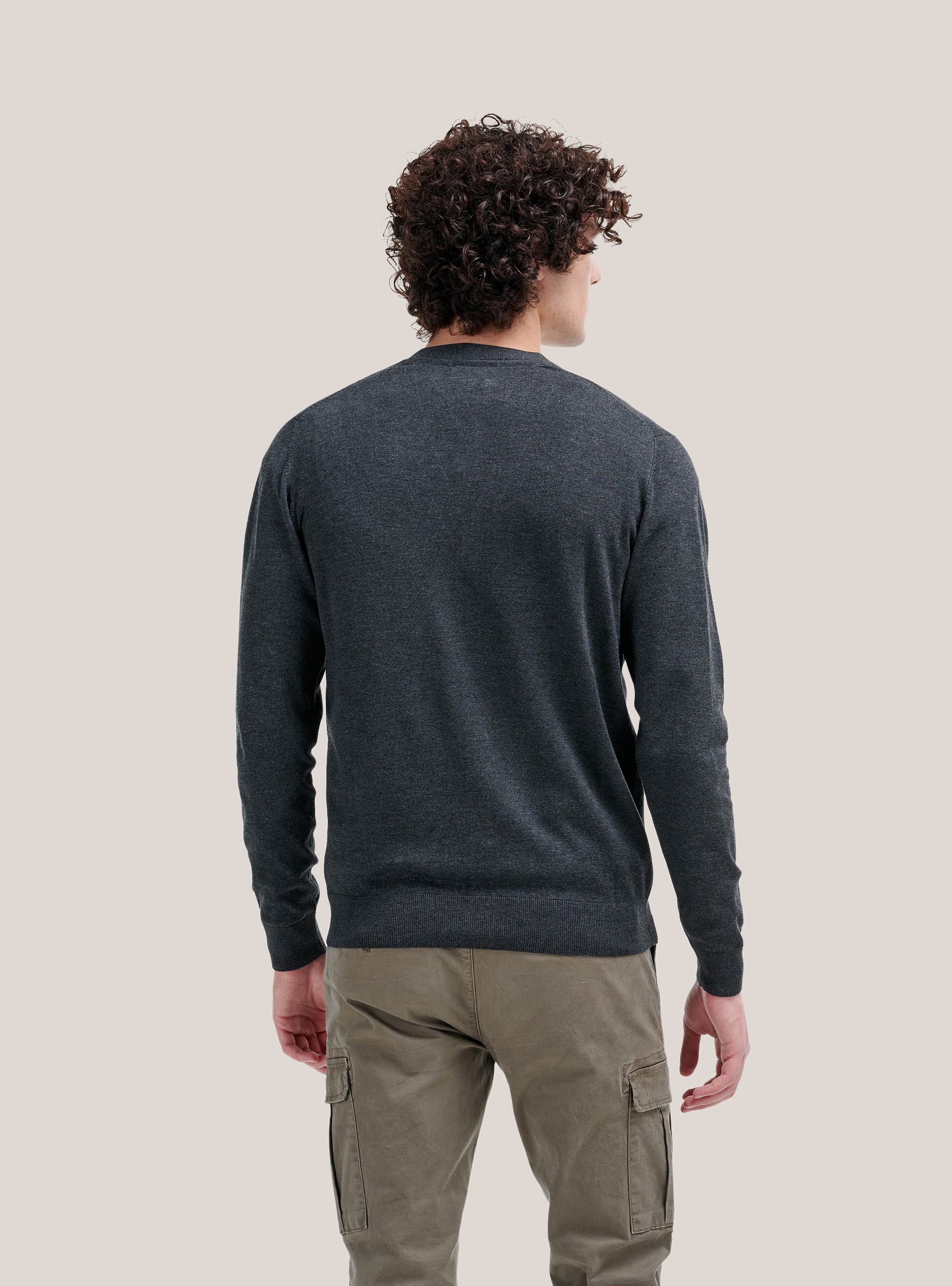 Cardigan pullover with buttons, GREY MELANGE