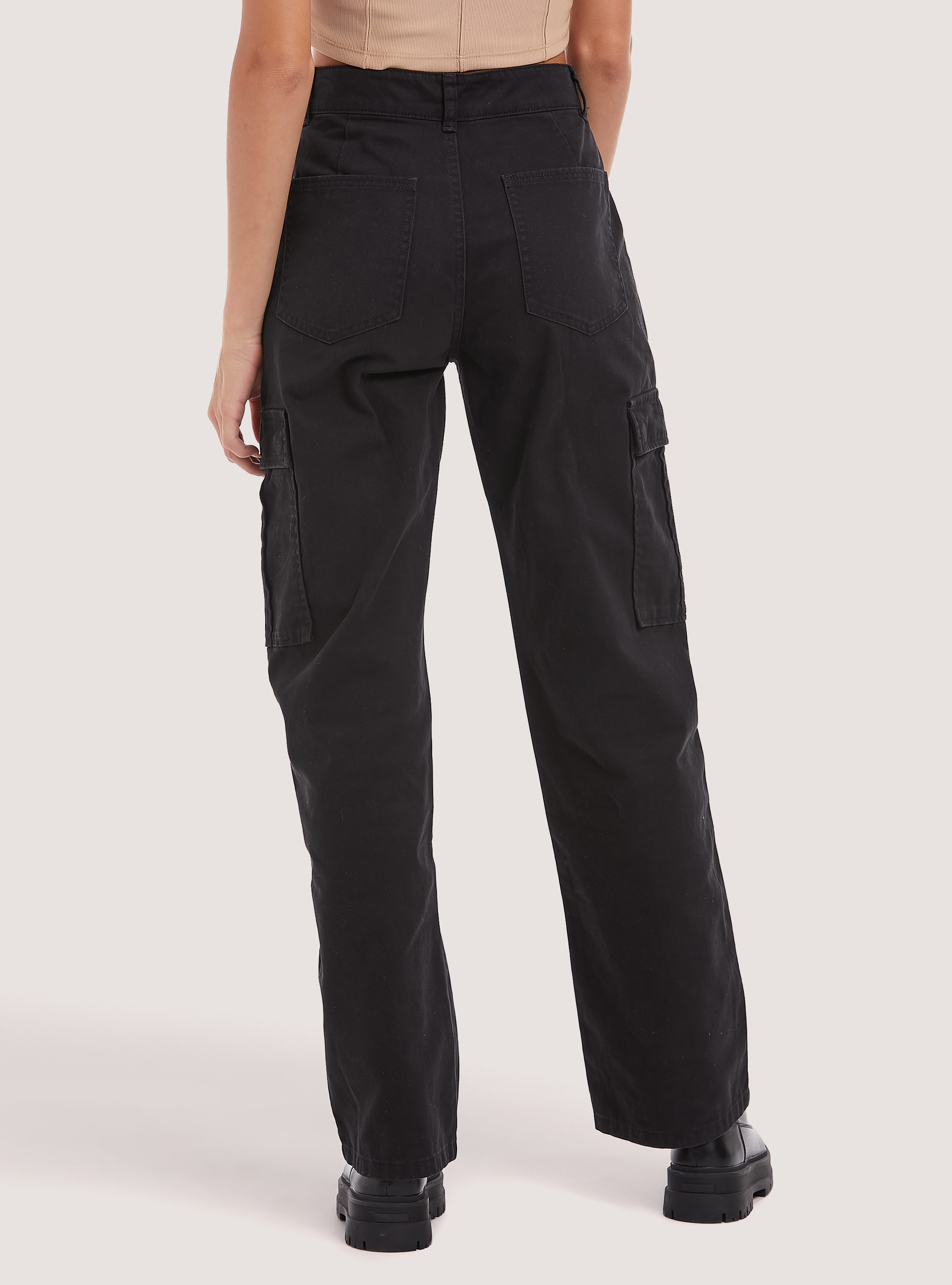 Pantalones cargo de sarga, BK1 BLACK