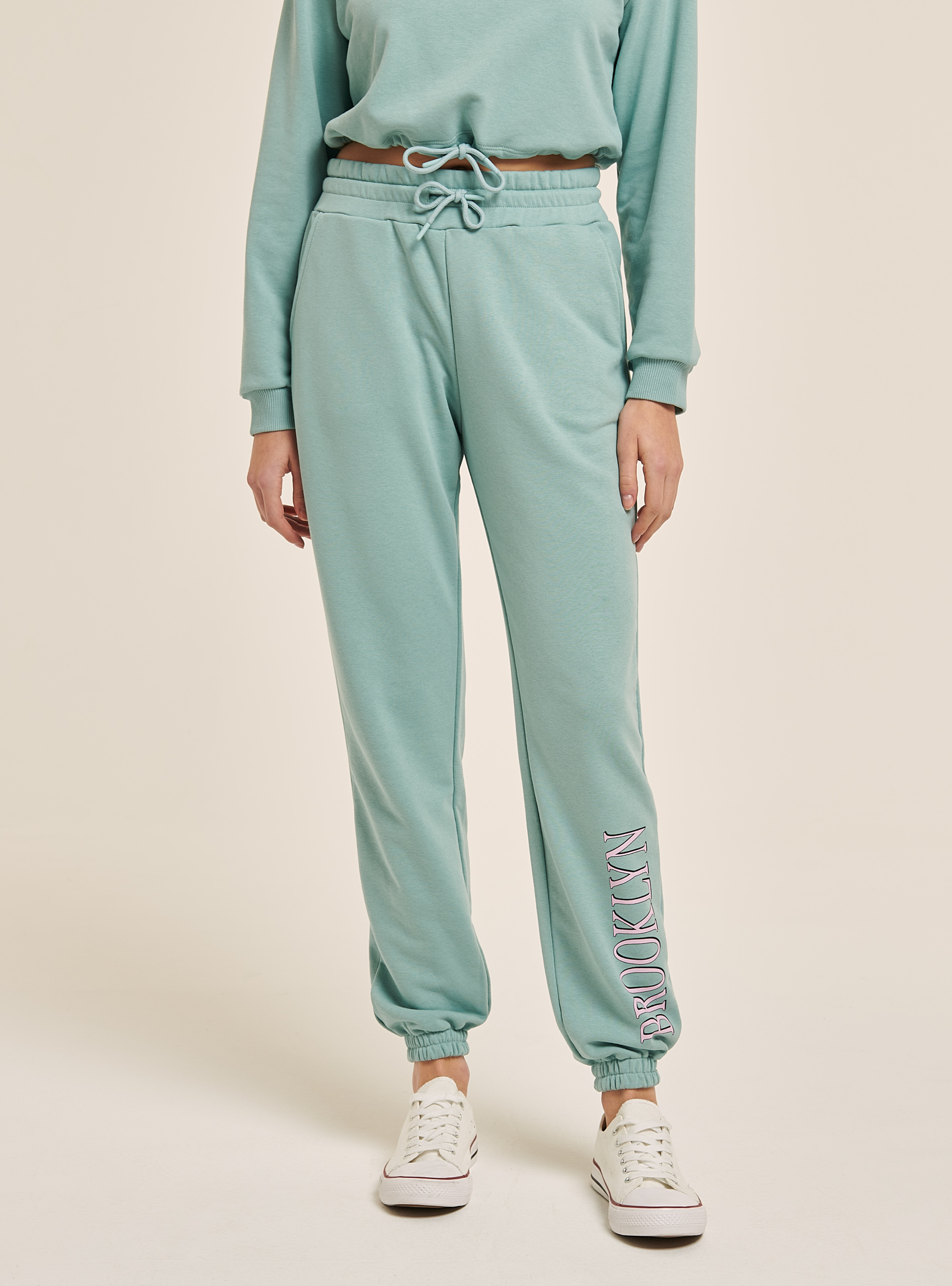 Jogger College mit Lettering Print, C6699 GREEN