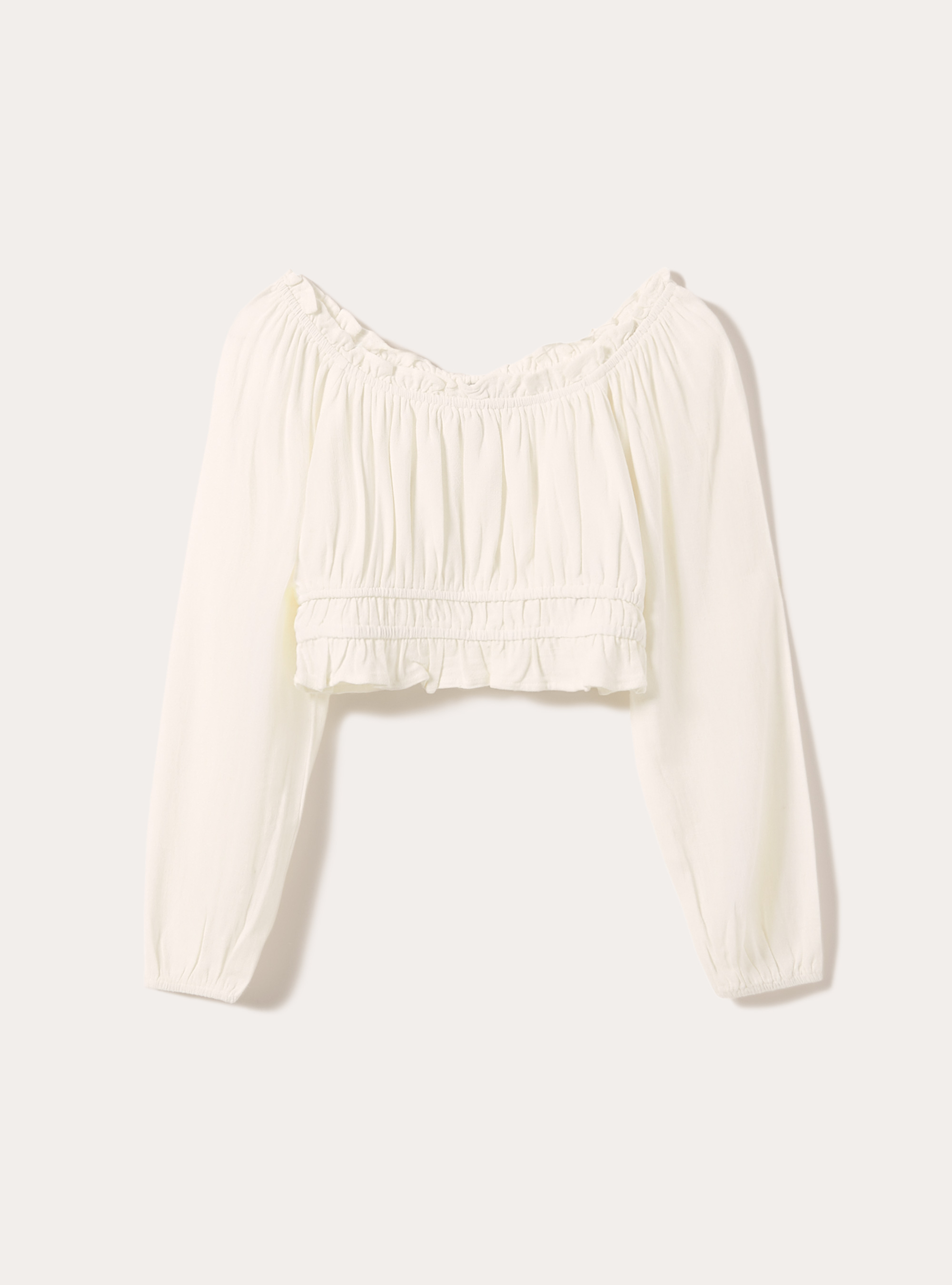 Blouse boho en lin m&eacute;lang&eacute;, WH1 OFF WHITE
