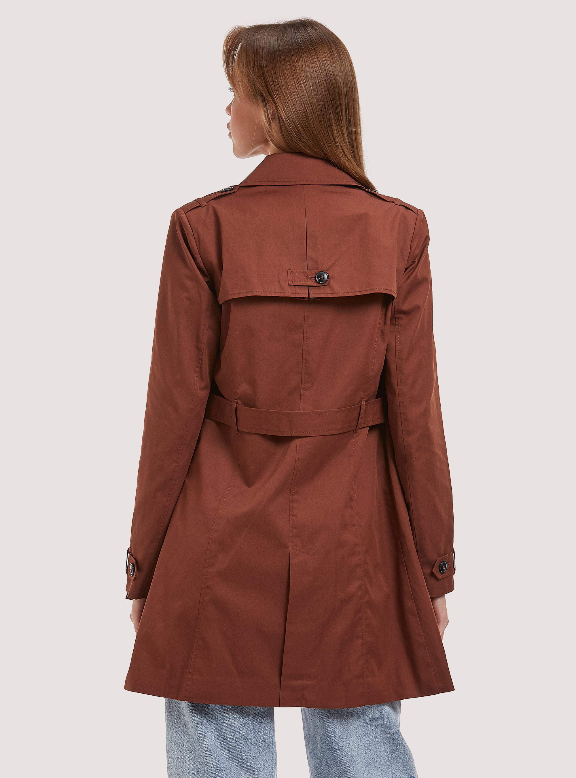 Trench-coat souple avec ceinture, BR1 BROWN DARK