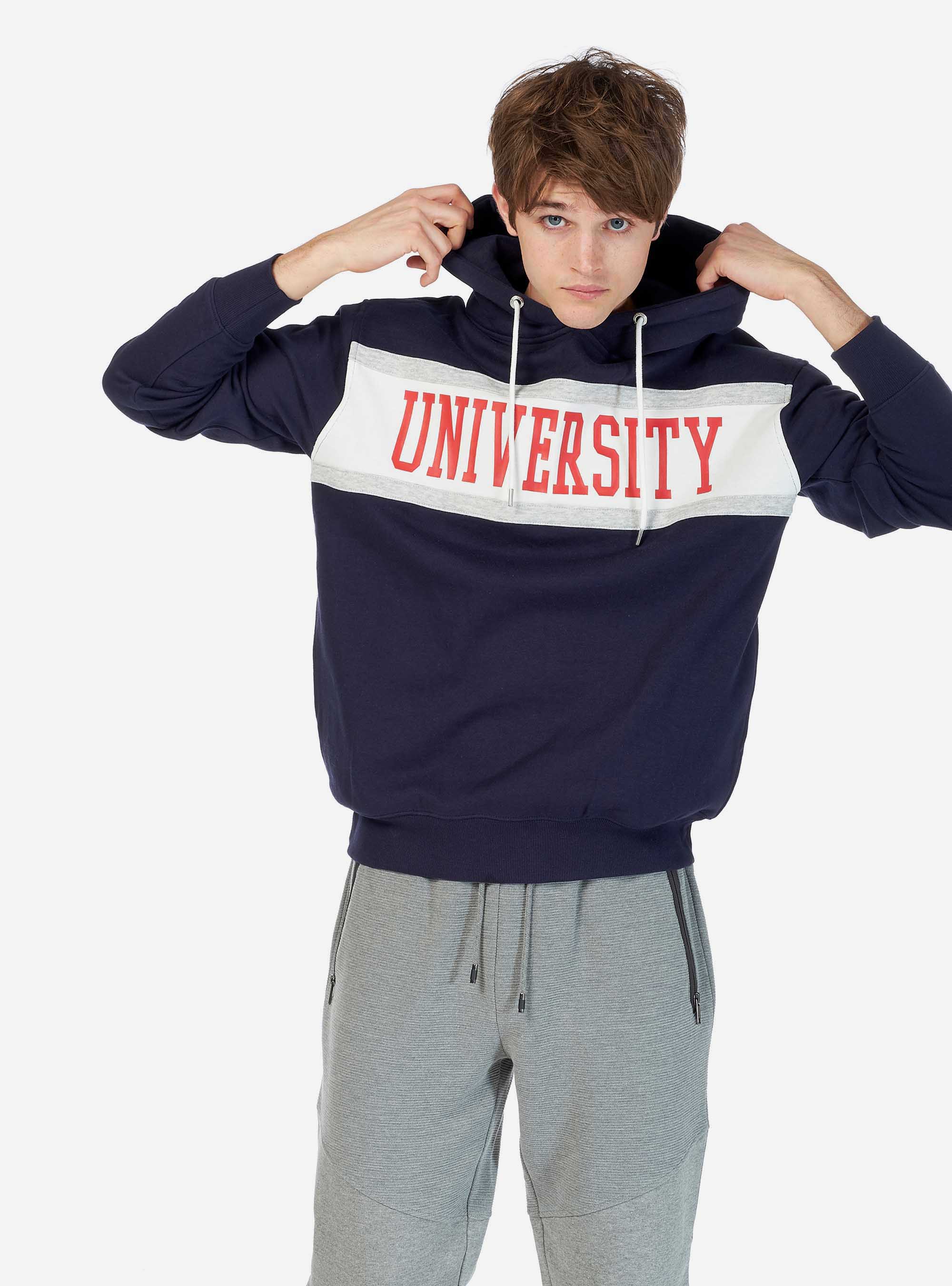 Felpa hoody con stampa, BLU