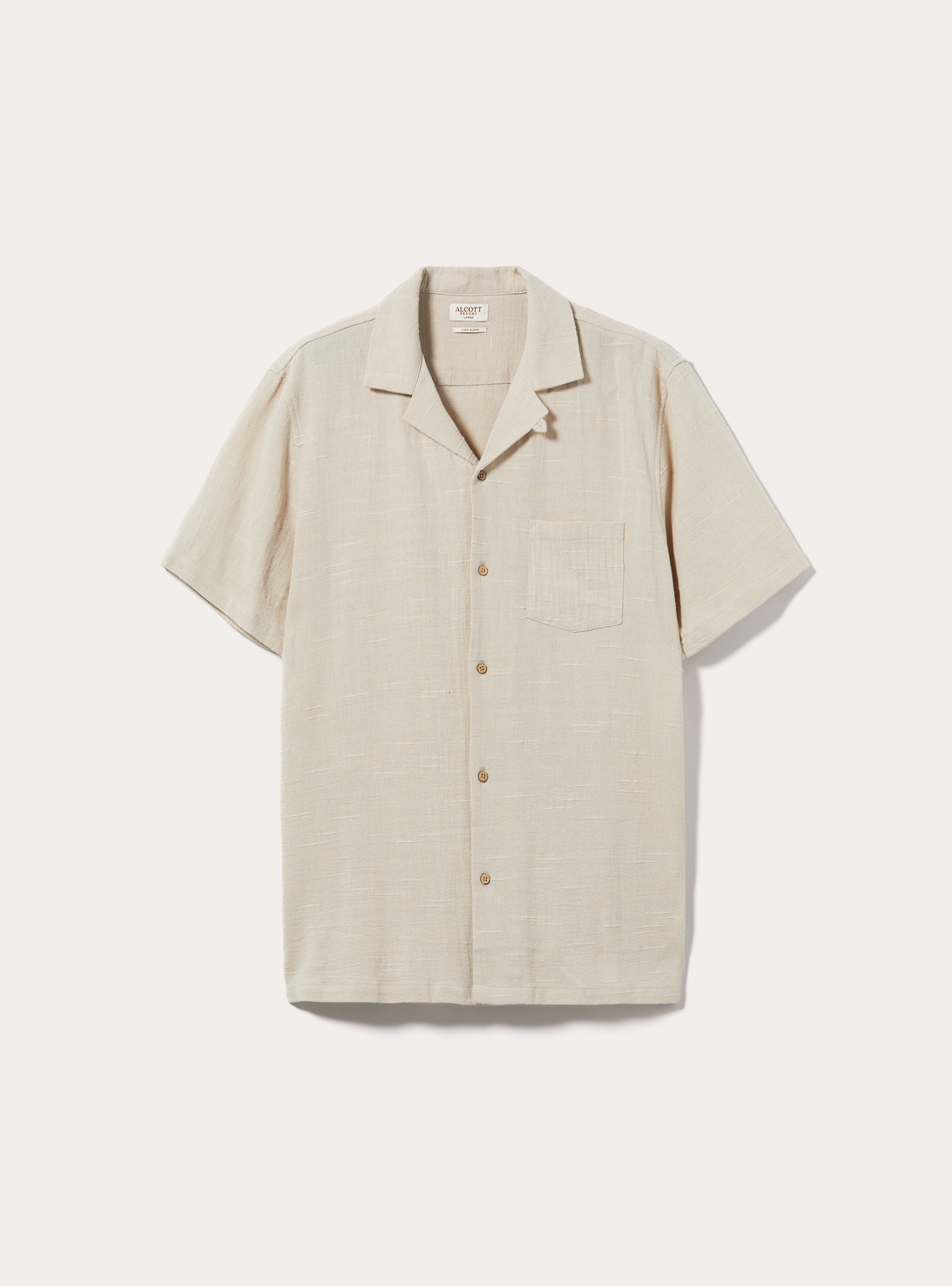 Camicia in misto lino a maniche corte, BG3 BEIGE LIGHT