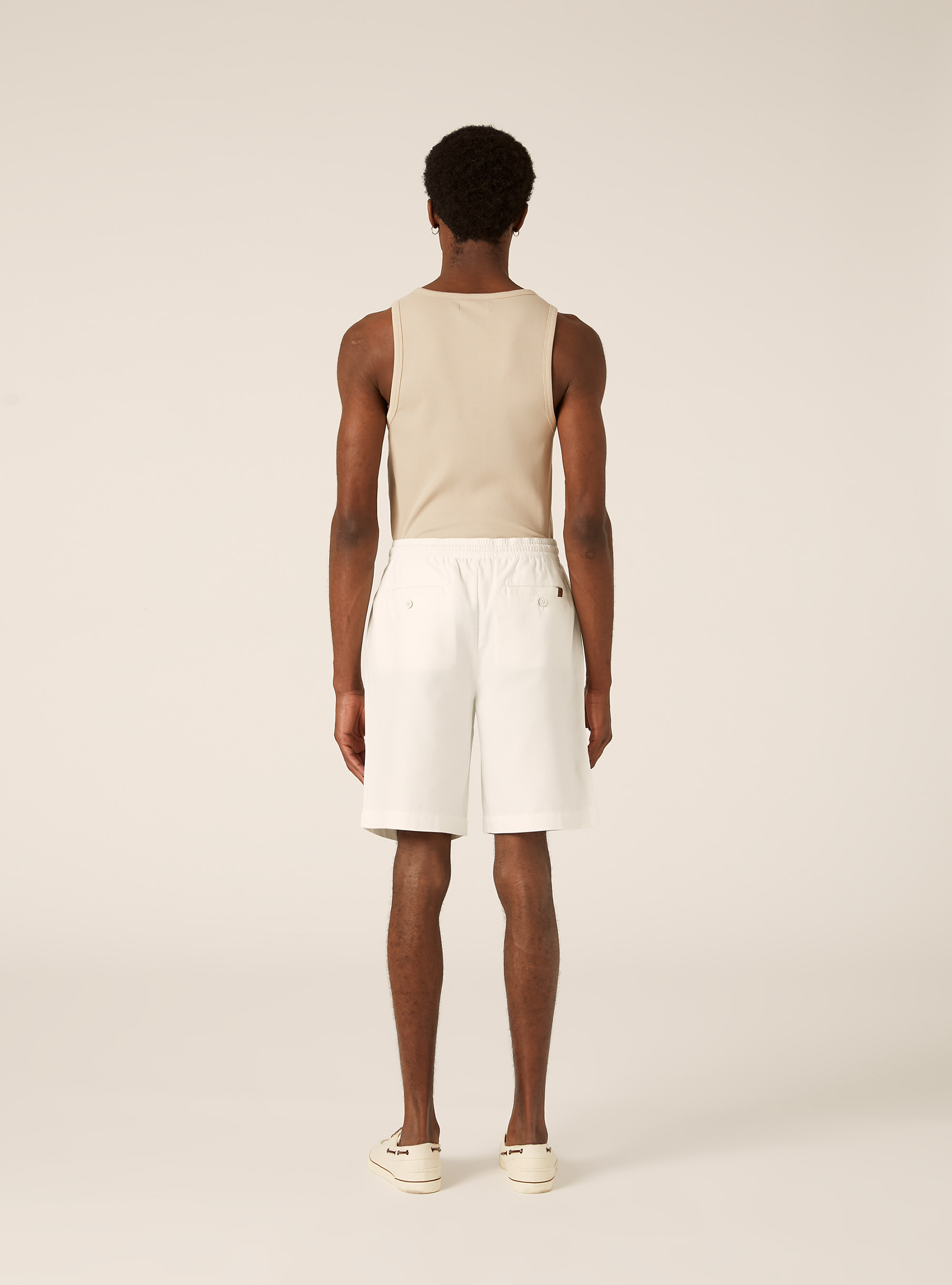 Leinen-Bermudas mit Kordelzug, WH1 OFF WHITE