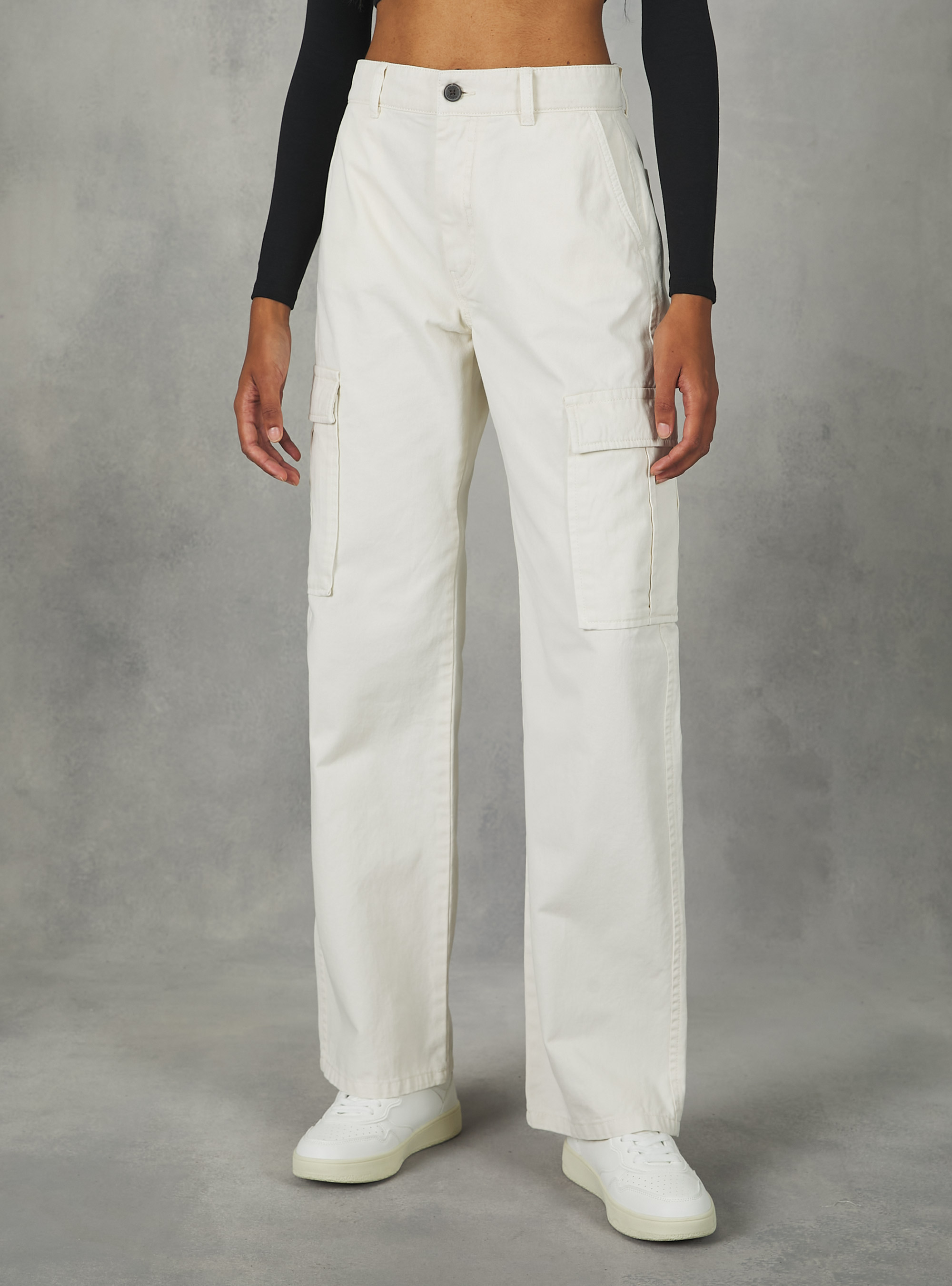 Pantal&oacute;n cargo de sarga, WH1 OFF WHITE