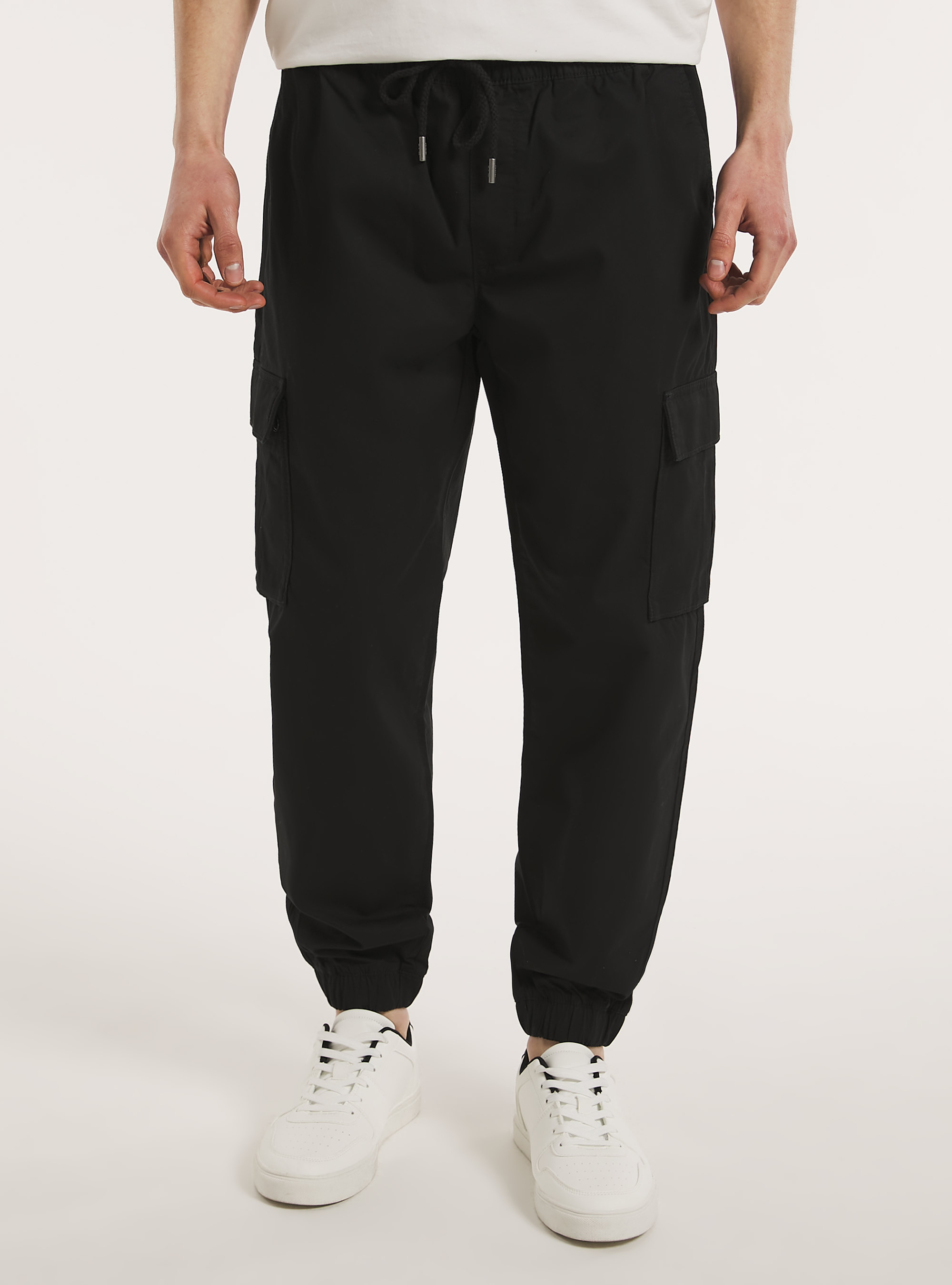 Cotton jogger trousers, BK1 BLACK