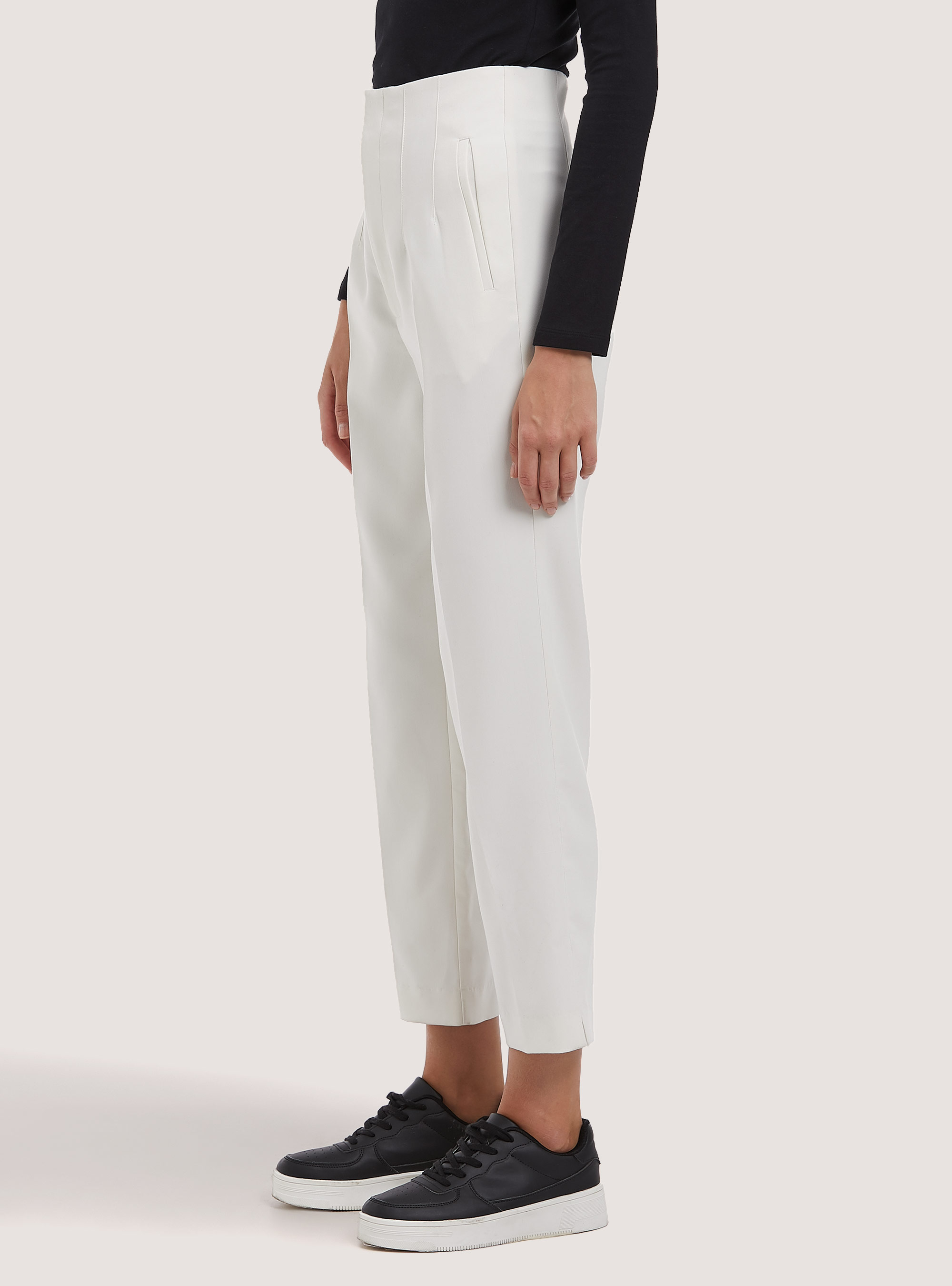 Pantalon uni à pinces, WH1 OFF WHITE