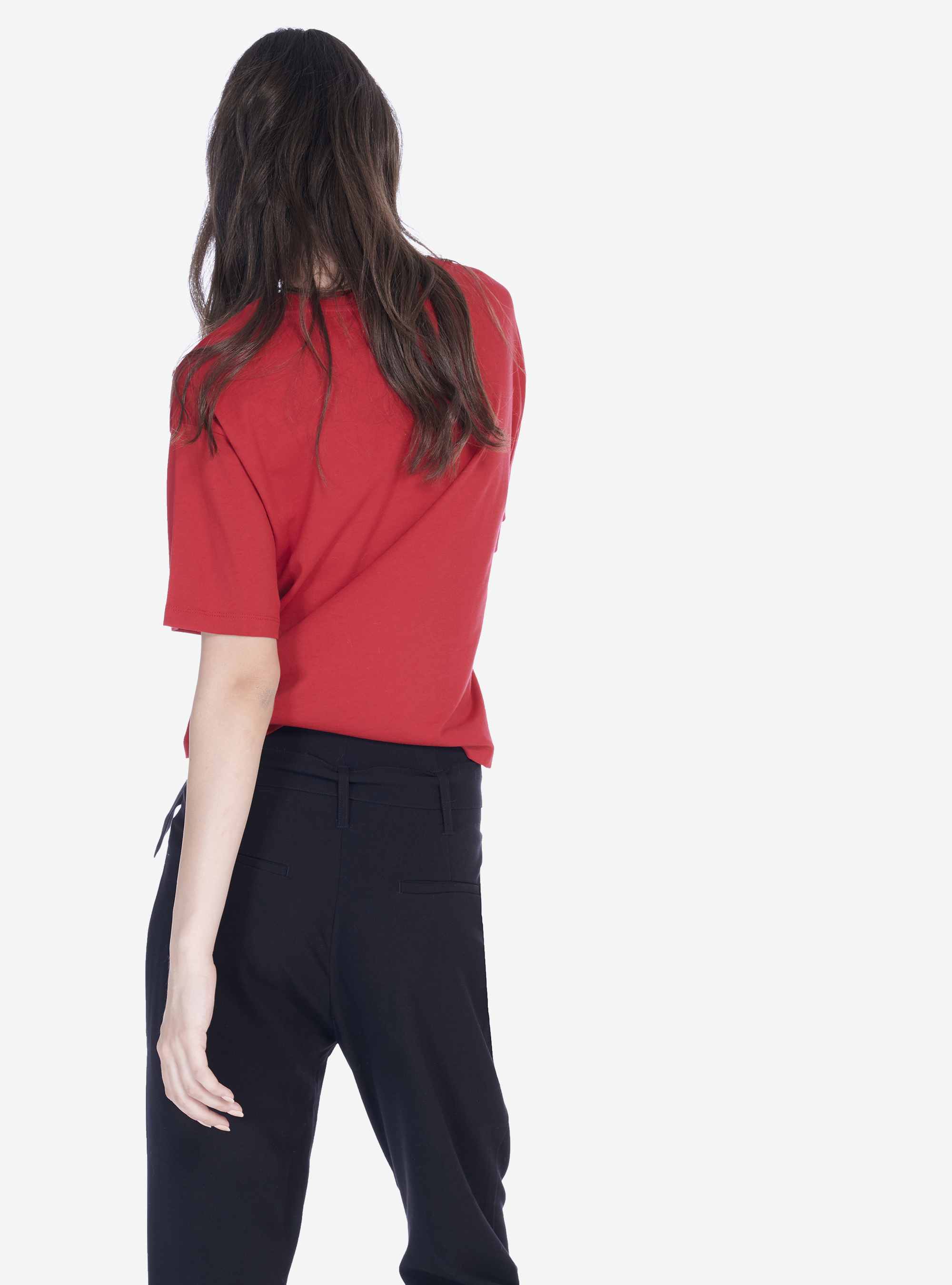 CROPPED SHIRT WITH WRITING, RED