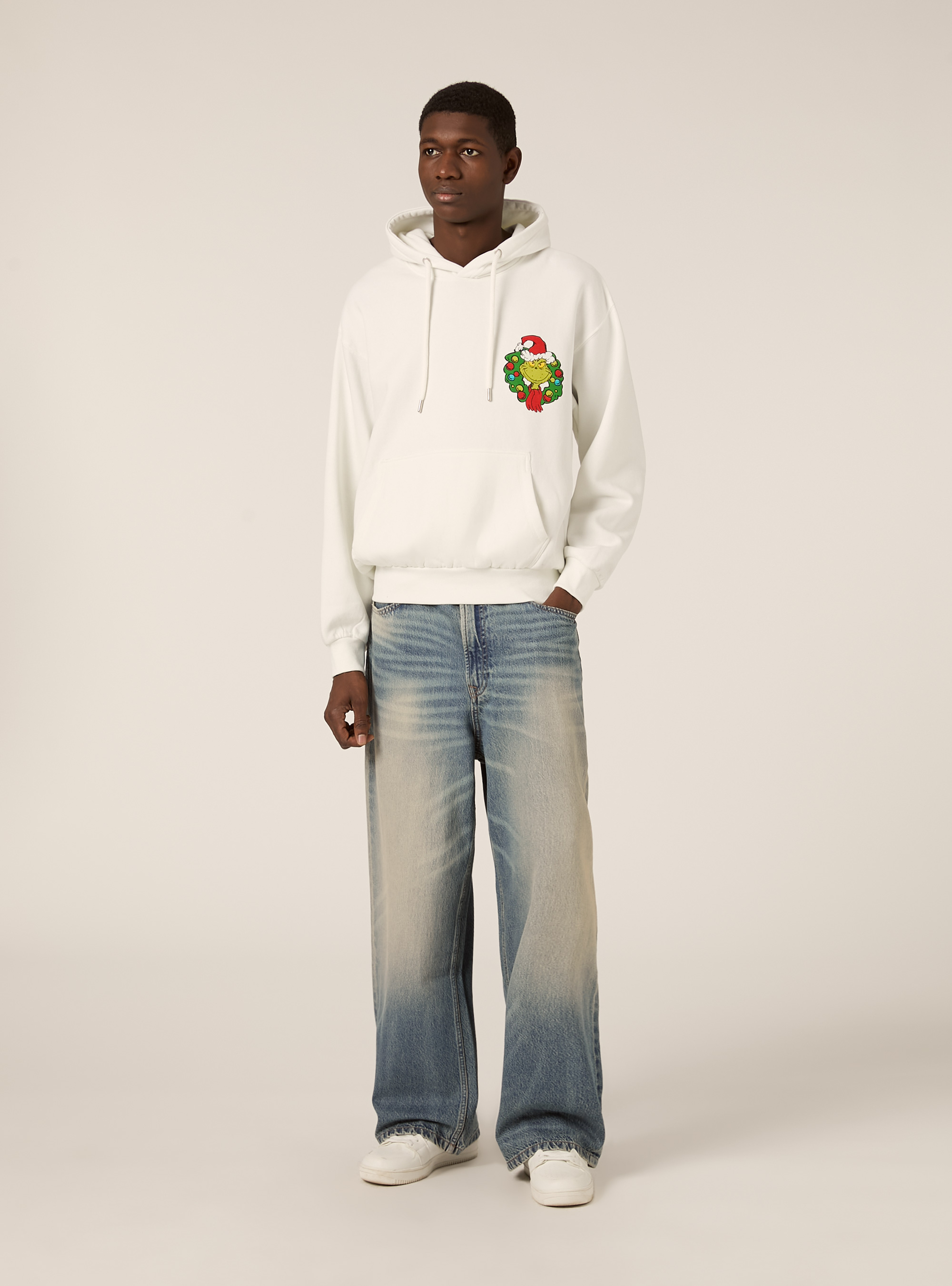Felpa con cappuccio stampa grinch boxy fit, WH1 OFF WHITE