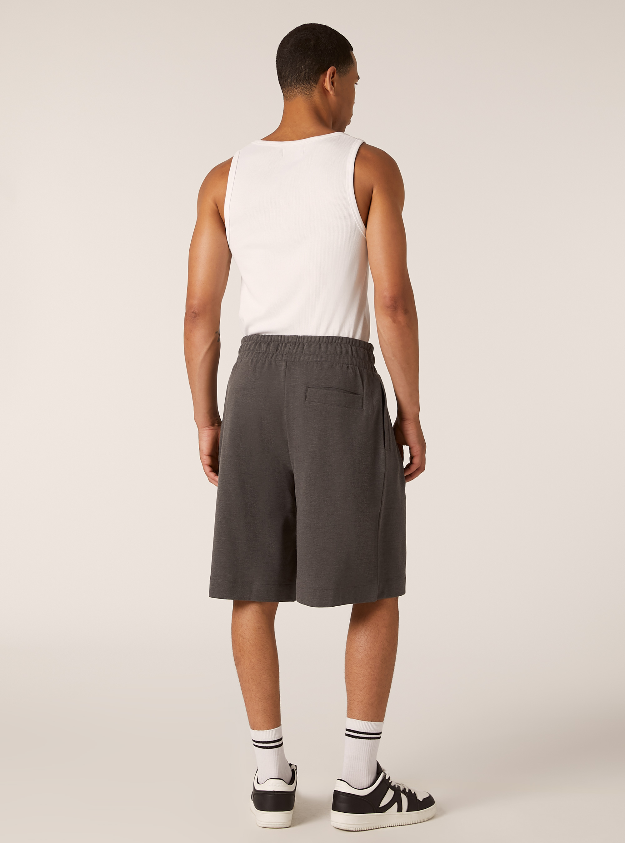 Plush baggy fit bermuda shorts, MGY1 GREY MEL DARK